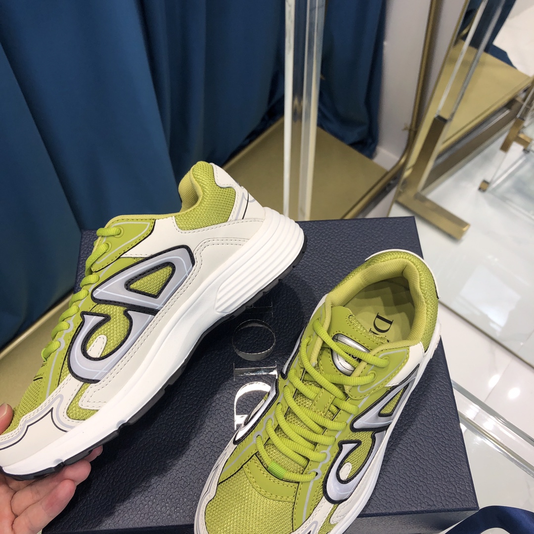 Dior B30 Sneaker Yellow Mesh And White Technical Fabric - DesignerGu