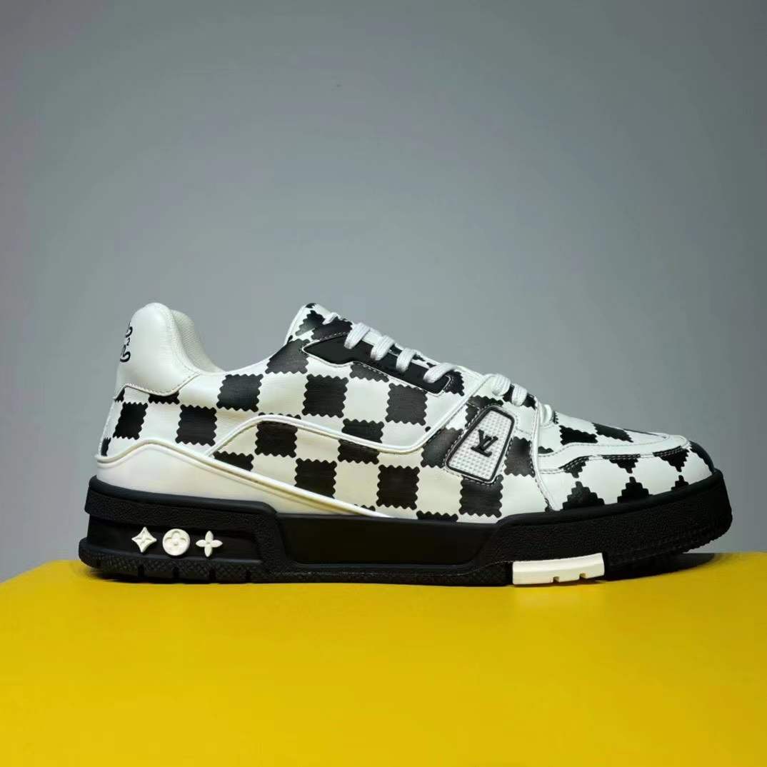 Louis Vuitton Trainer Sneaker Black White Damier - DesignerGu