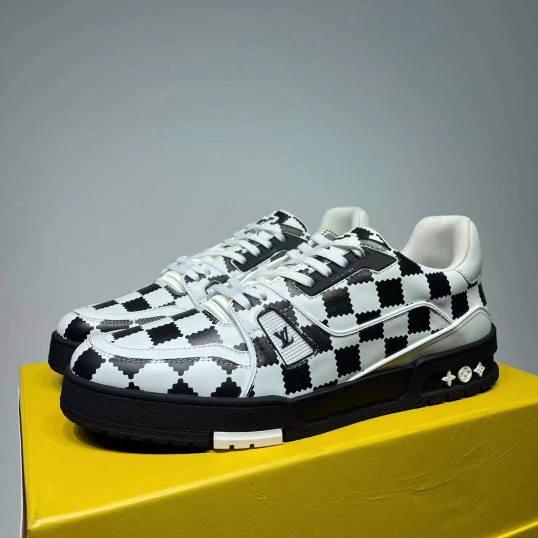 Louis Vuitton Trainer Sneaker Black White Damier - DesignerGu