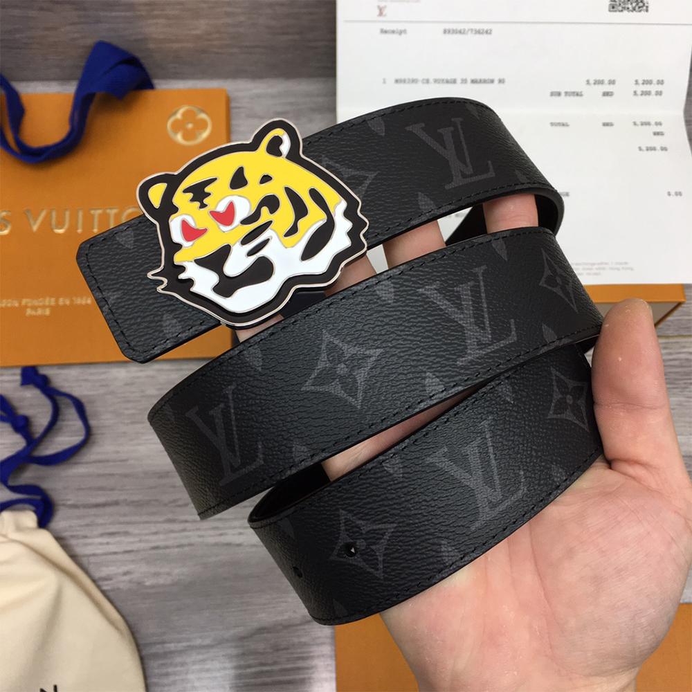 Louis Vuitton Tiger 40MM Belt Black - DesignerGu