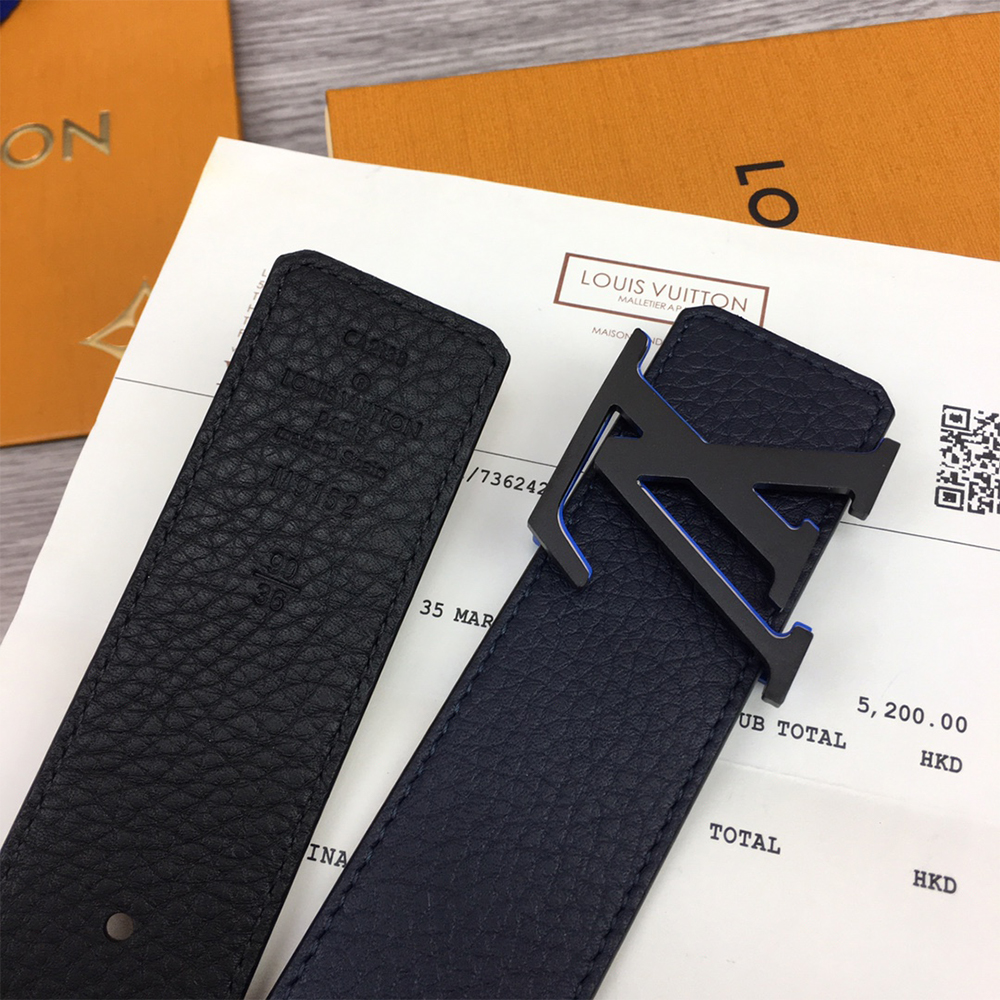 Louis Vuitton 40MM Belt In Black With Blue Buckle - DesignerGu