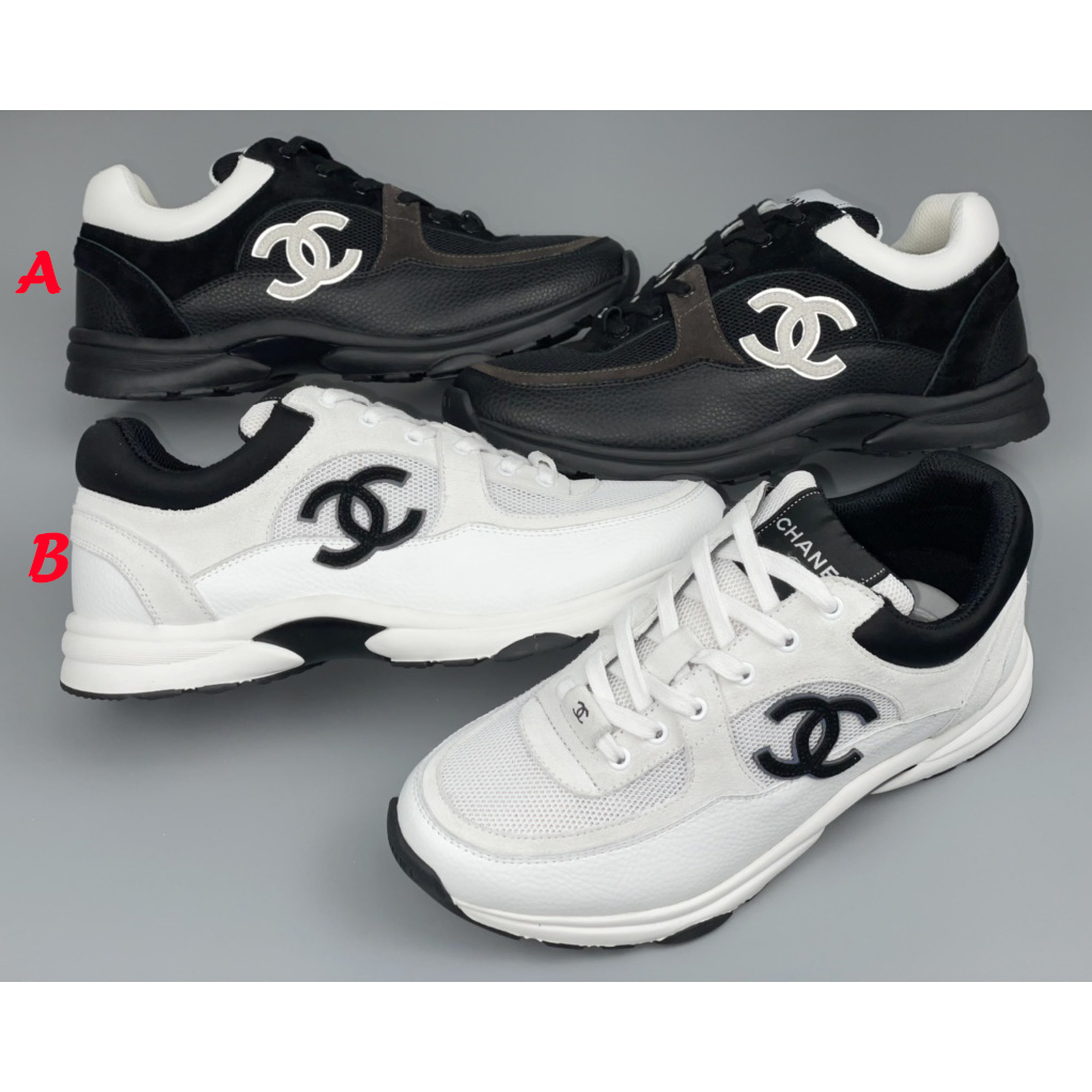 Chanel White Black 22c Leather Calfskin Suede Mesh Cc Logo Trainers Sneakers - DesignerGu