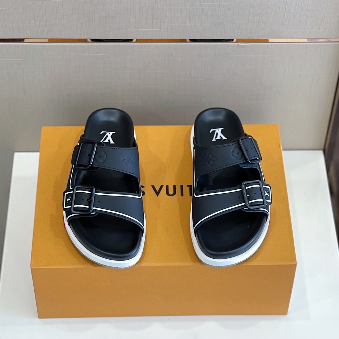 Louis Vuitton Trainer Mule In Black & Grey - DesignerGu