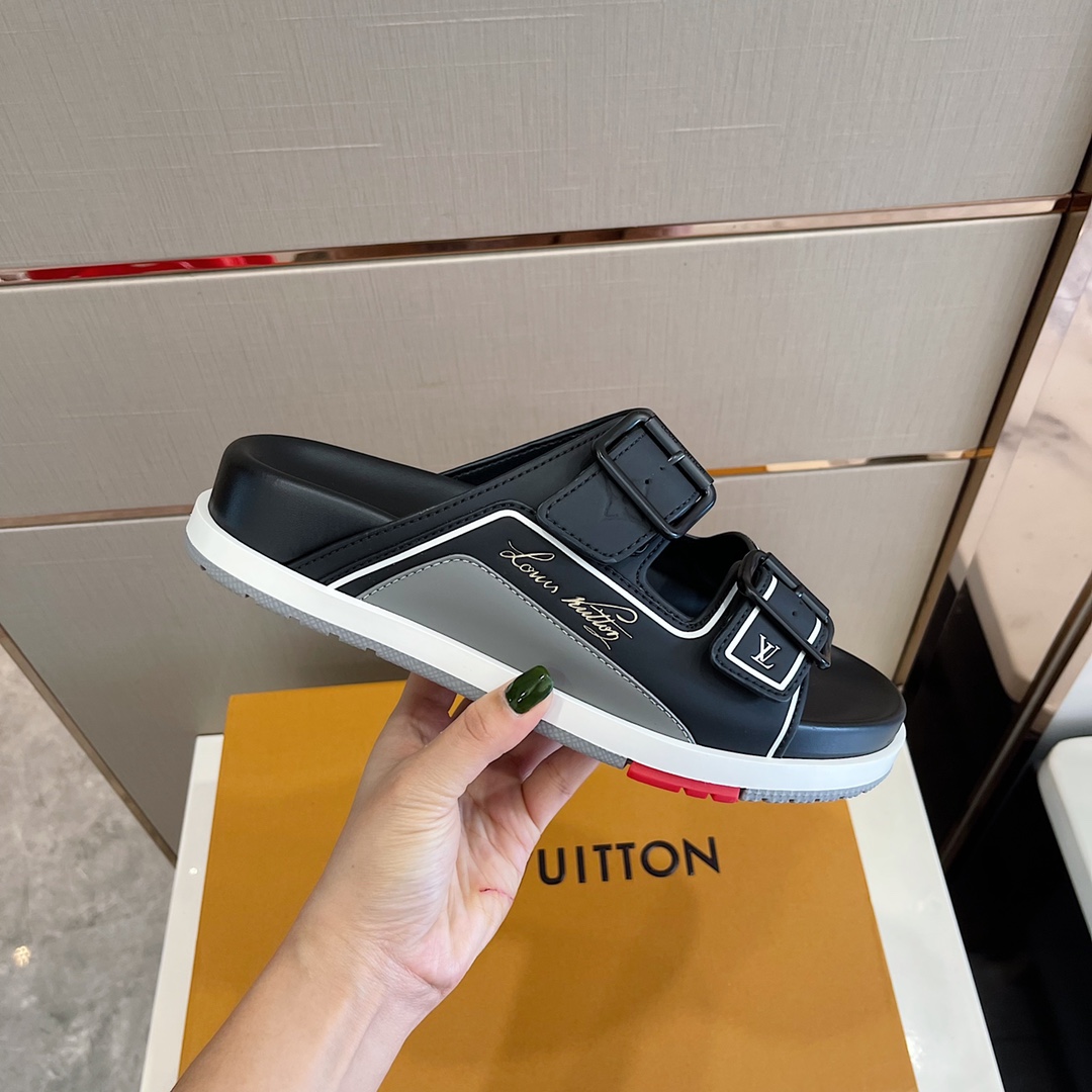 Louis Vuitton Trainer Mule In Black & Grey - DesignerGu