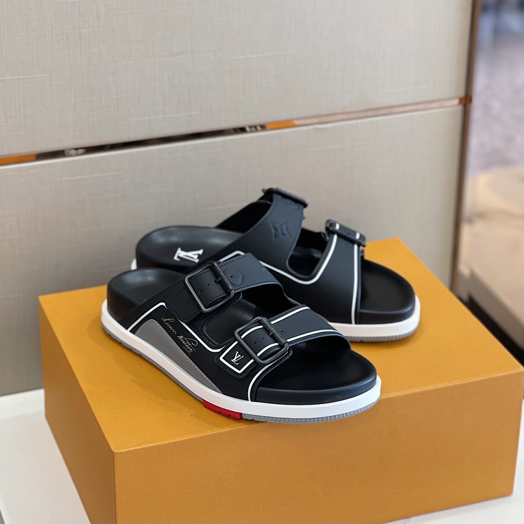 Louis Vuitton Trainer Mule In Black & Grey - DesignerGu