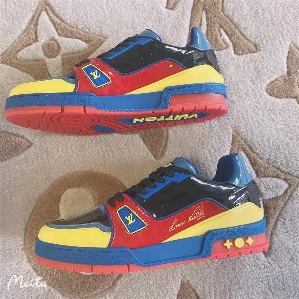 Louis Vuitton Trainer Sneaker Blue&Yellow&Red - DesignerGu