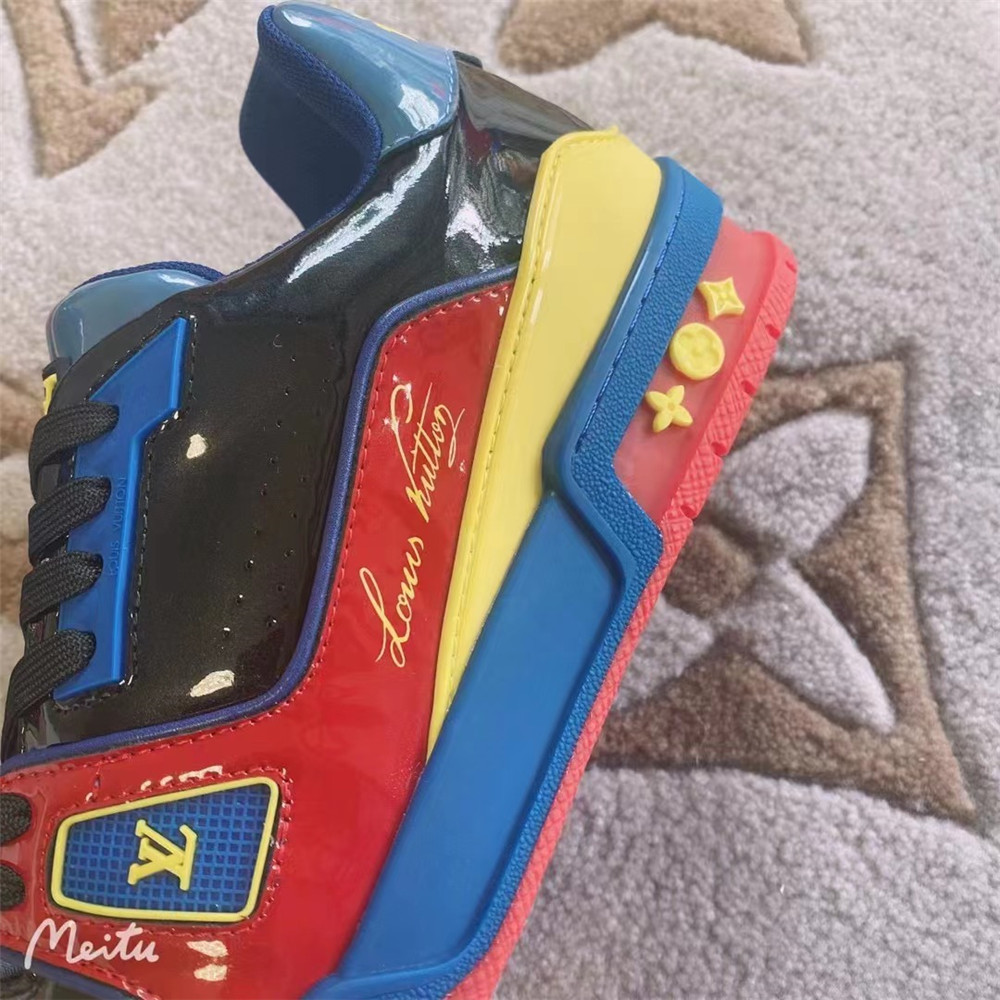 Louis Vuitton Trainer Sneaker Blue&Yellow&Red - DesignerGu