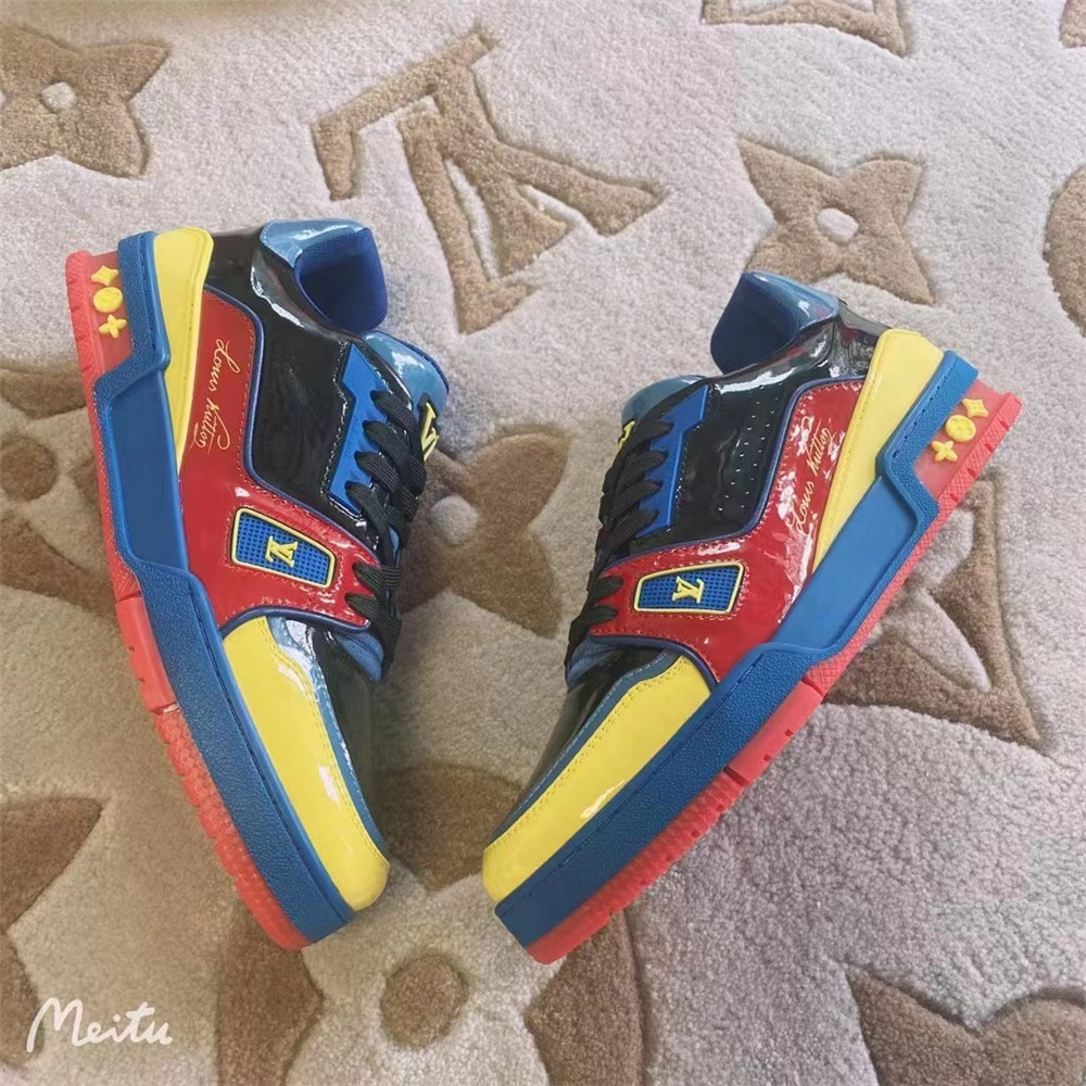 Louis Vuitton Trainer Sneaker Blue&Yellow&Red - DesignerGu