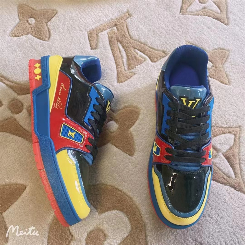 Louis Vuitton Trainer Sneaker Blue&Yellow&Red - DesignerGu