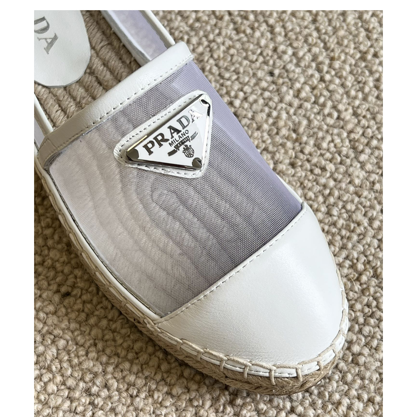 Prada  Logo  Woman White Loafers - DesignerGu