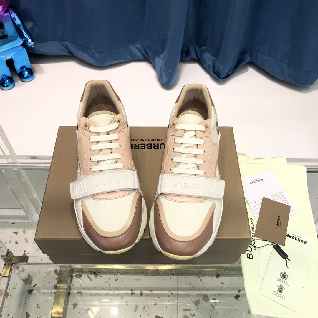 Burberry Check Cotton Canvas And Leather Sneakers - DesignerGu