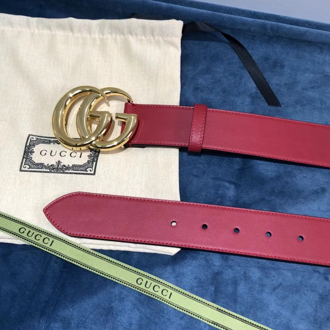 Gucci Red Belt With Double G Buckle - DesignerGu