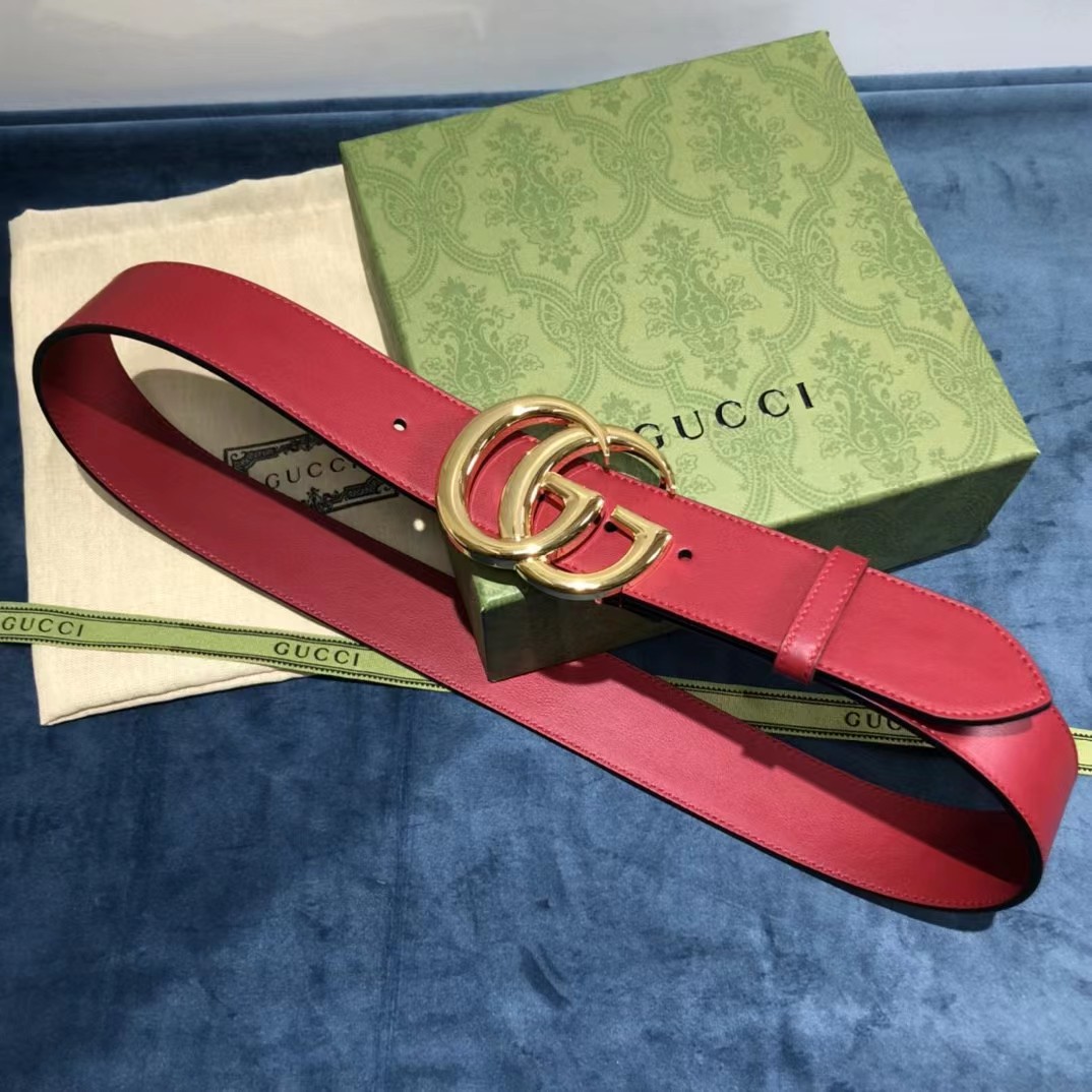 Gucci Red Belt With Double G Buckle - DesignerGu