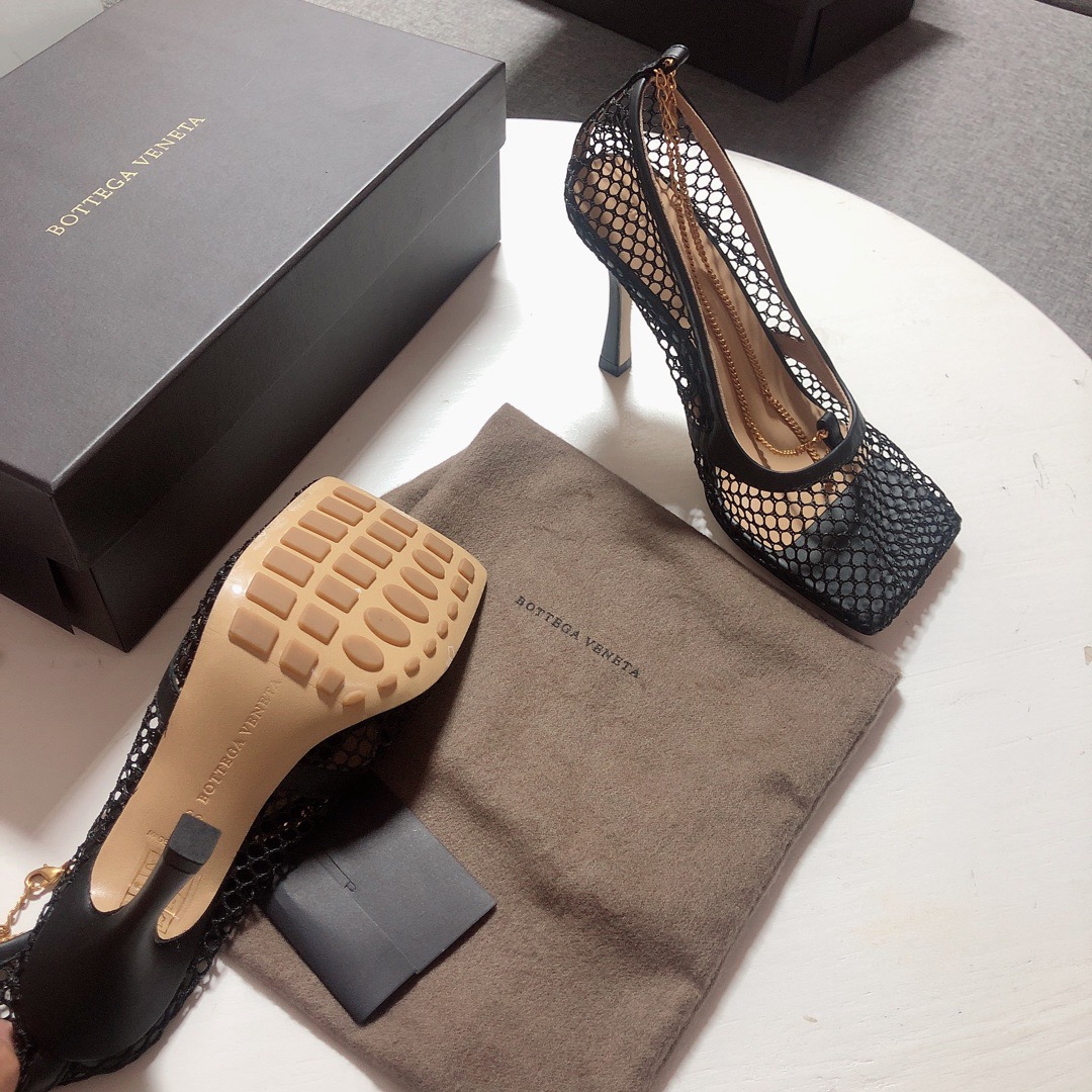 Bottega Veneta leather-trimmed mesh Heels - DesignerGu