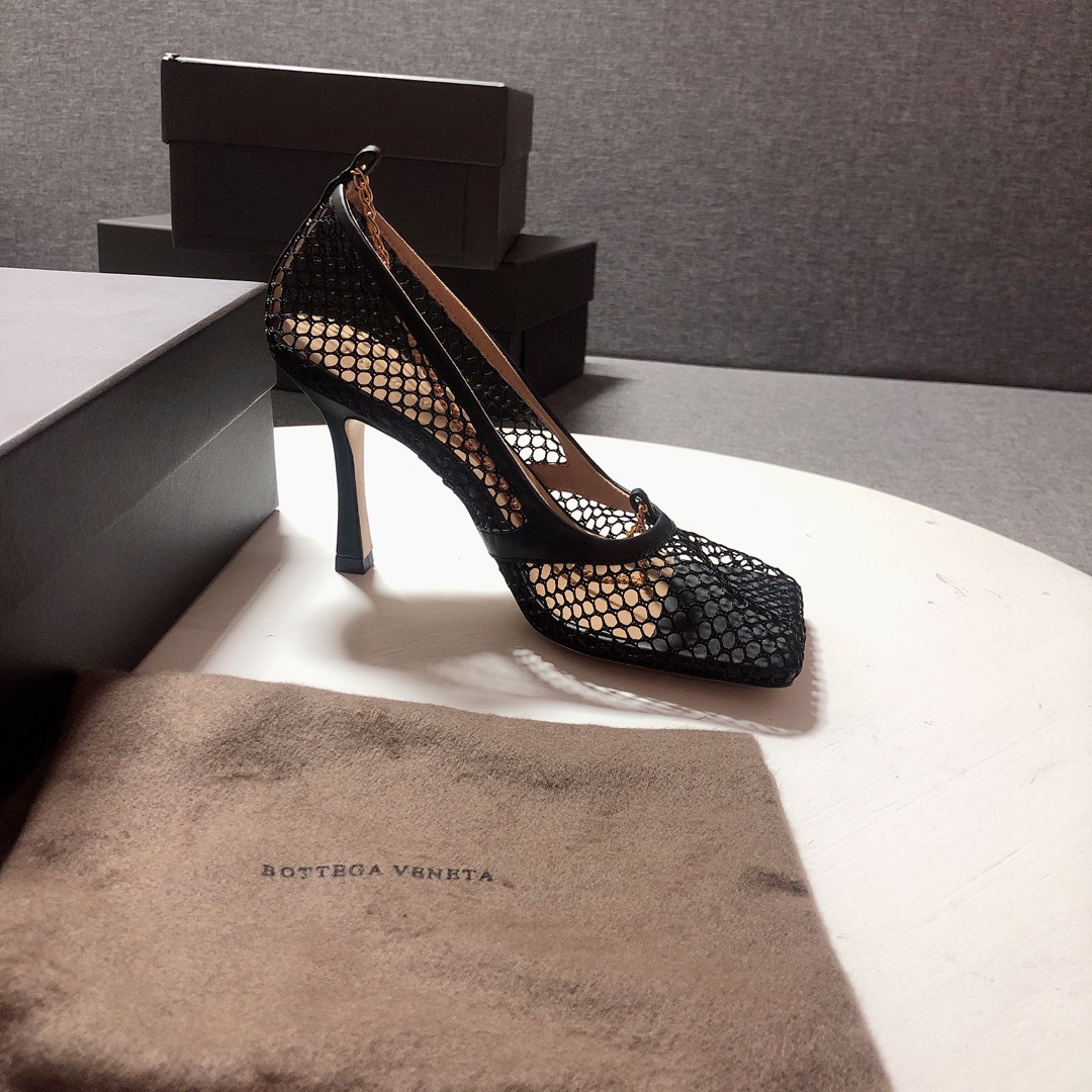 Bottega Veneta leather-trimmed mesh Heels - DesignerGu