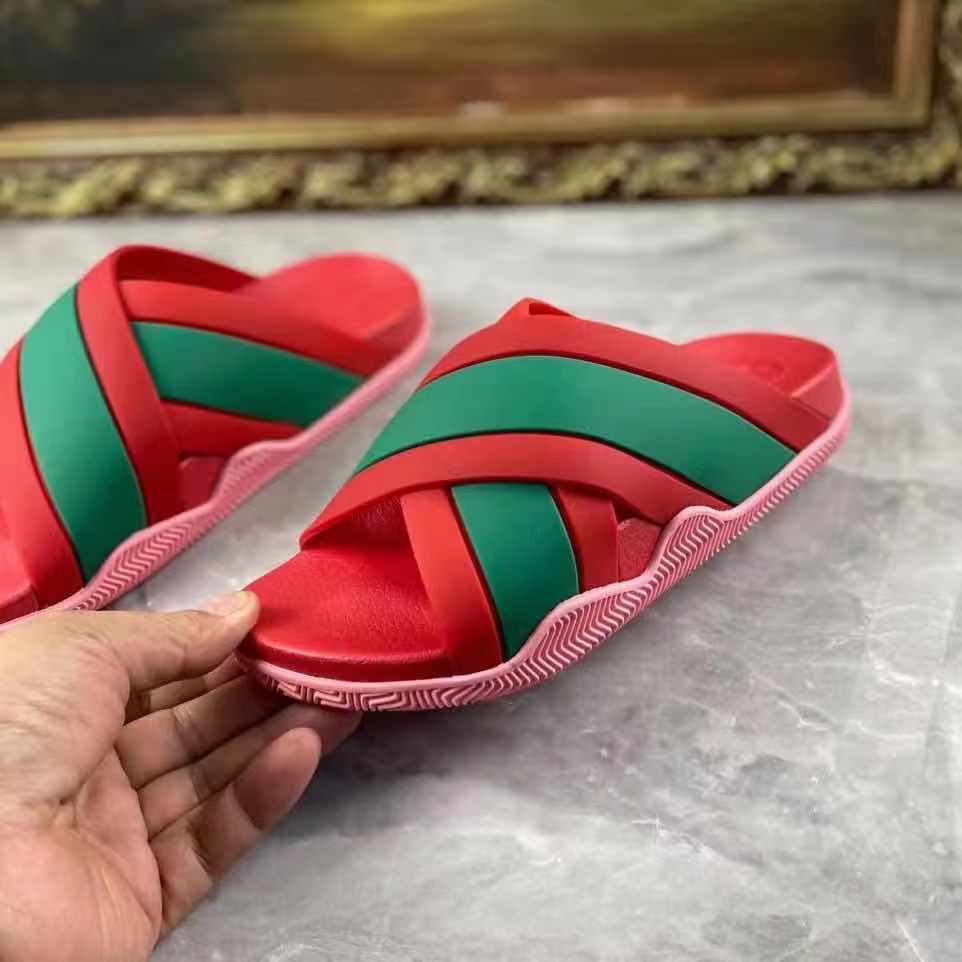 Gucci  Slide Sandals With Web - DesignerGu