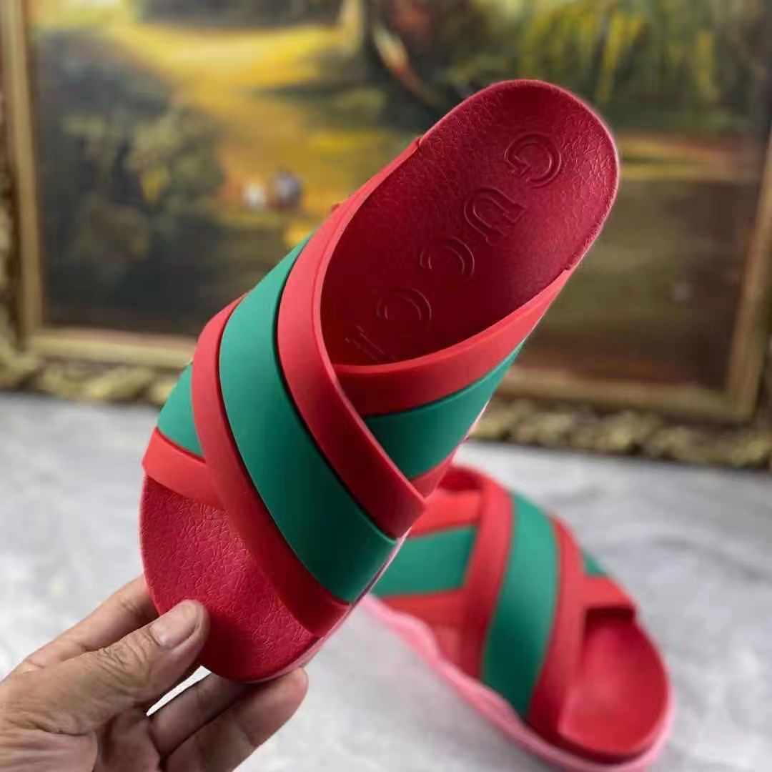 Gucci  Slide Sandals With Web - DesignerGu