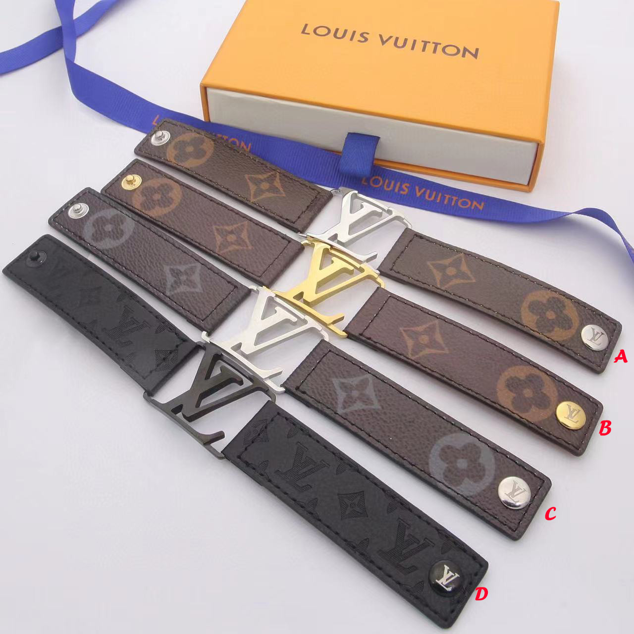 Louis Vuitton Monogram Leather Bracelet - DesignerGu