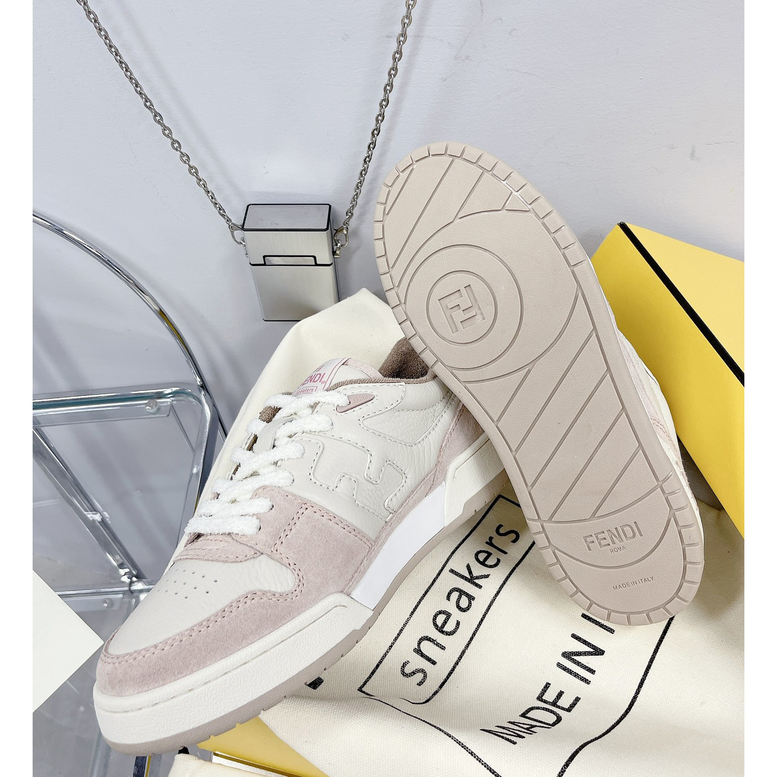 Fendi Match Pink Suede Low Tops Sneaker - DesignerGu