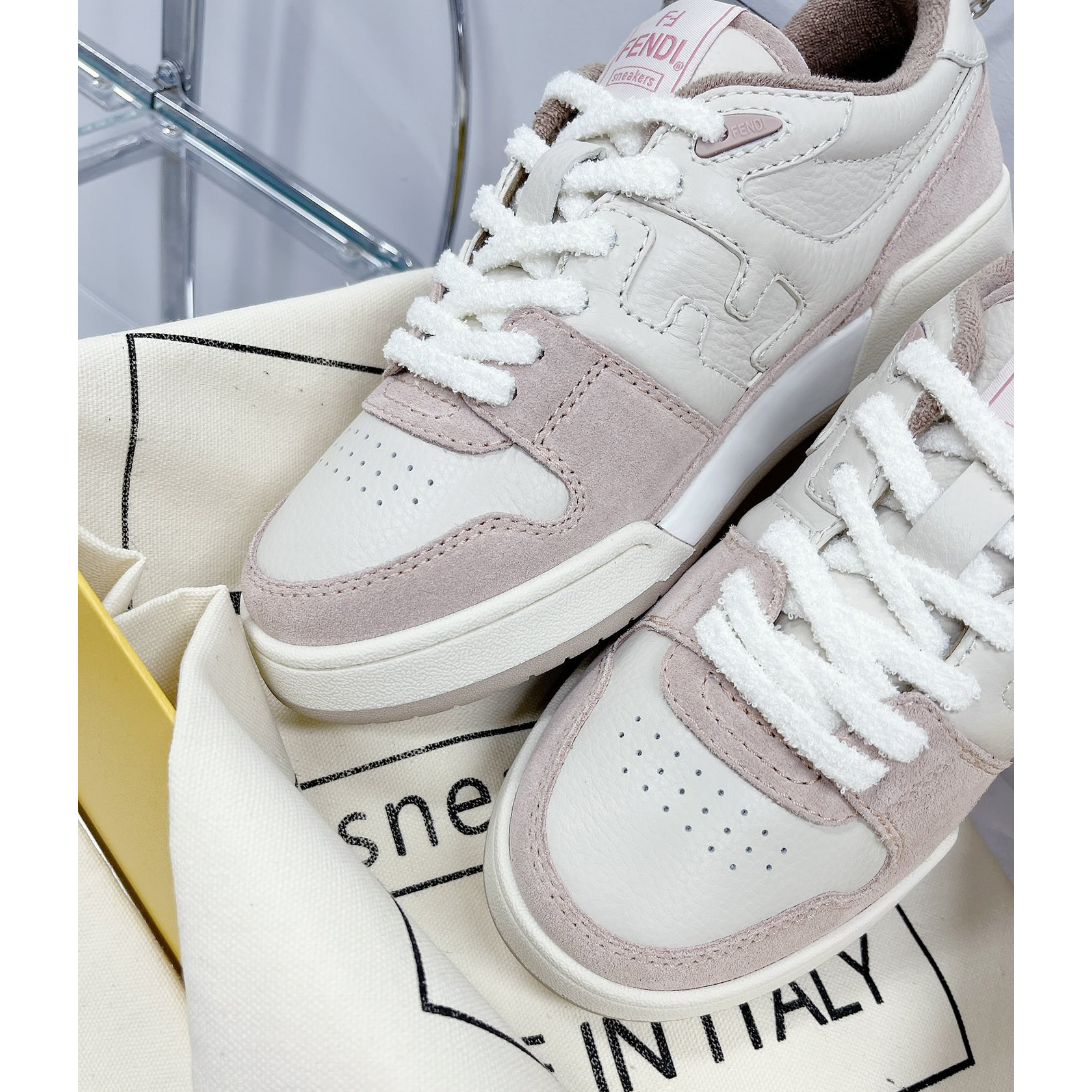 Fendi Match Pink Suede Low Tops Sneaker - DesignerGu