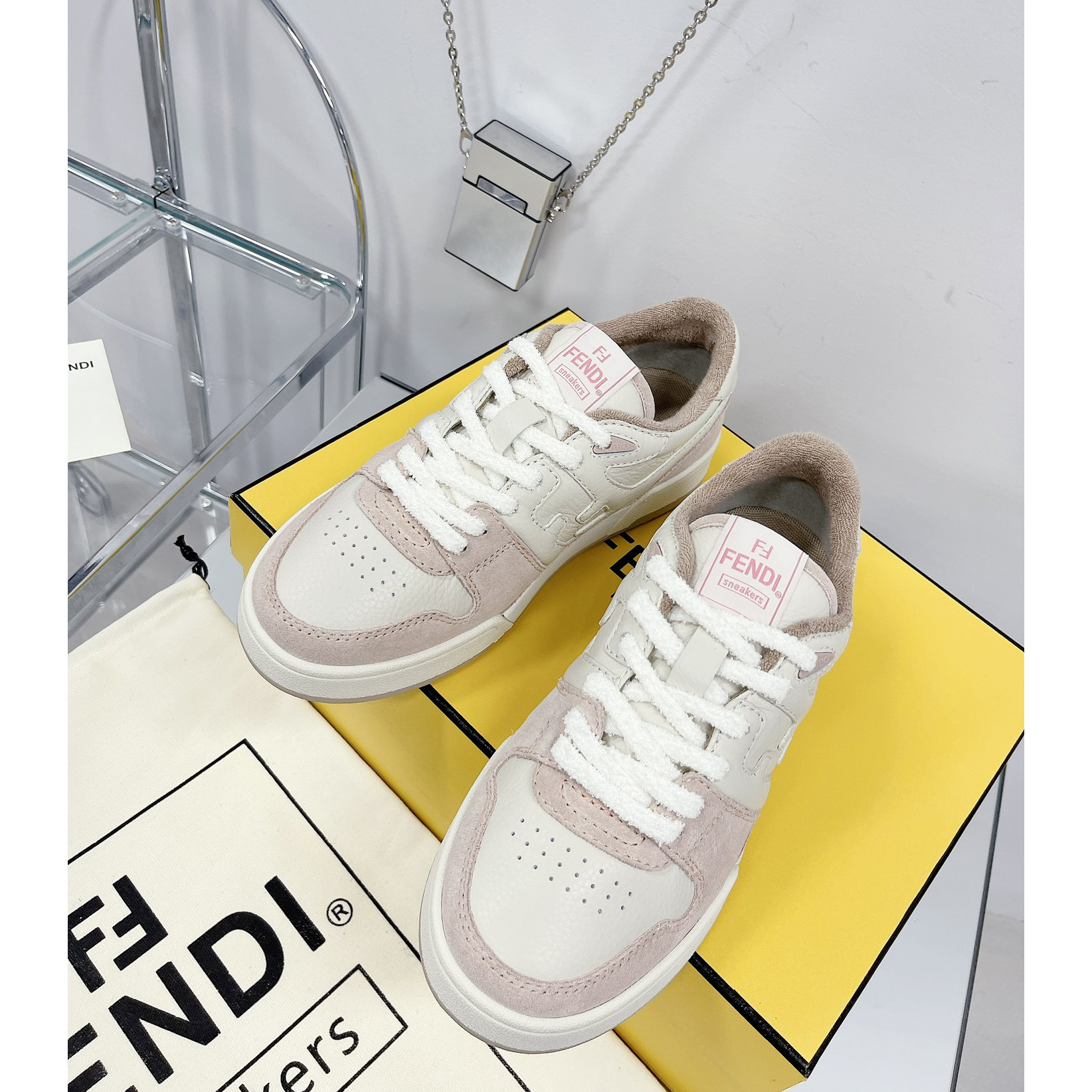 Fendi Match Pink Suede Low Tops Sneaker - DesignerGu