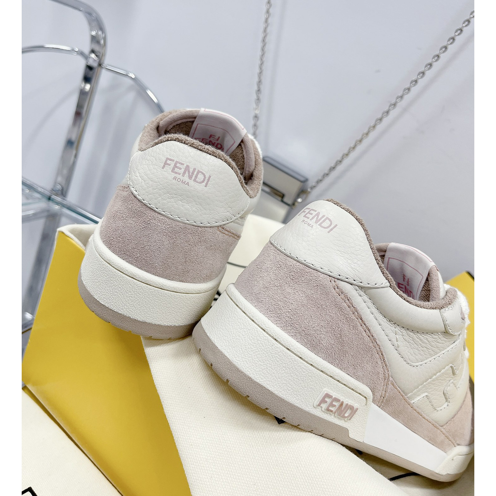 Fendi Match Pink Suede Low Tops Sneaker - DesignerGu