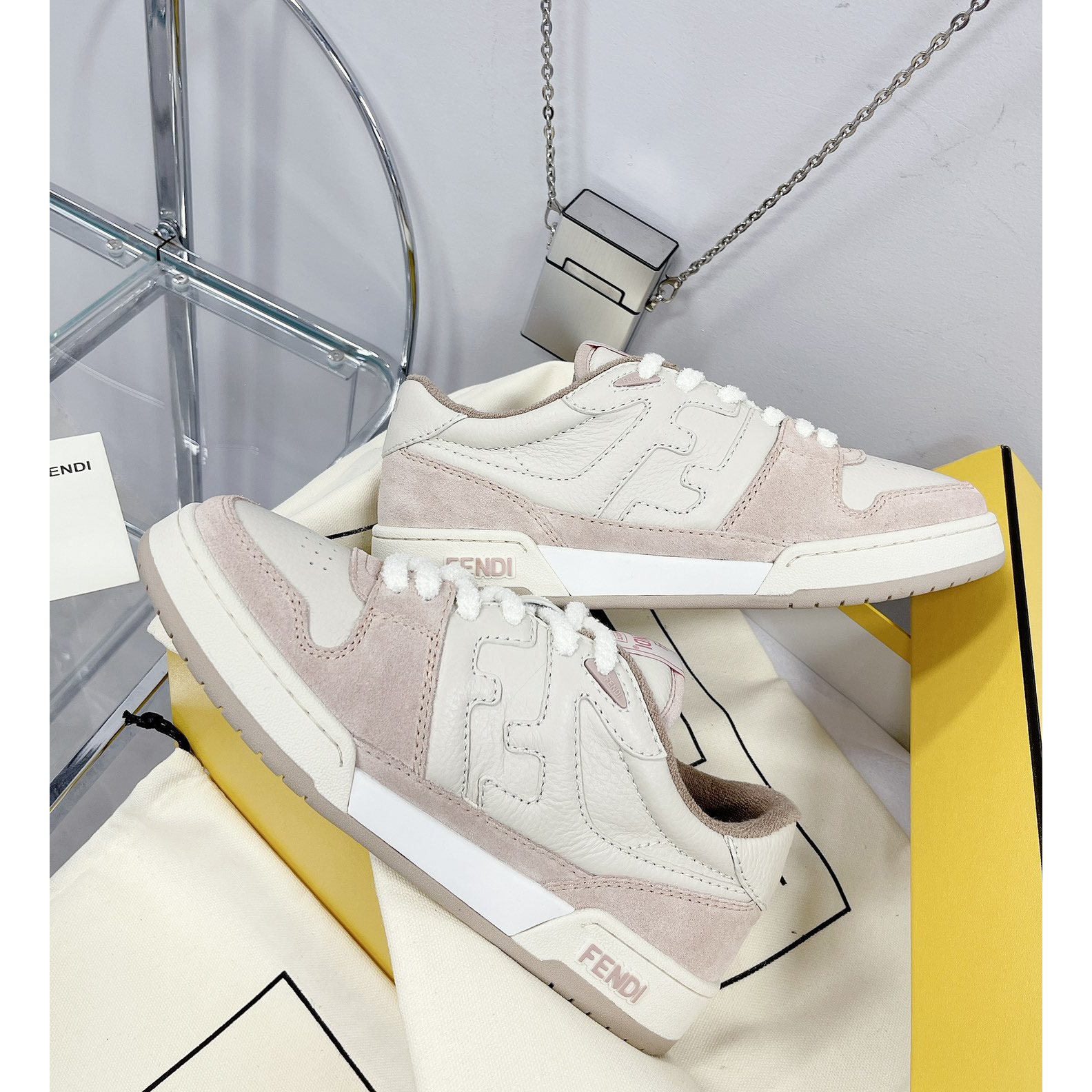 Fendi Match Pink Suede Low Tops Sneaker - DesignerGu