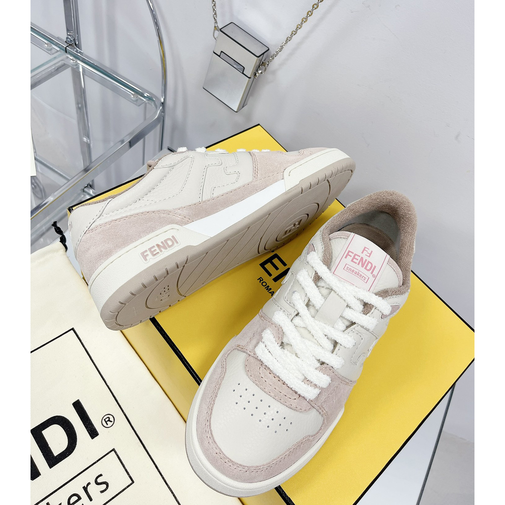 Fendi Match Pink Suede Low Tops Sneaker - DesignerGu