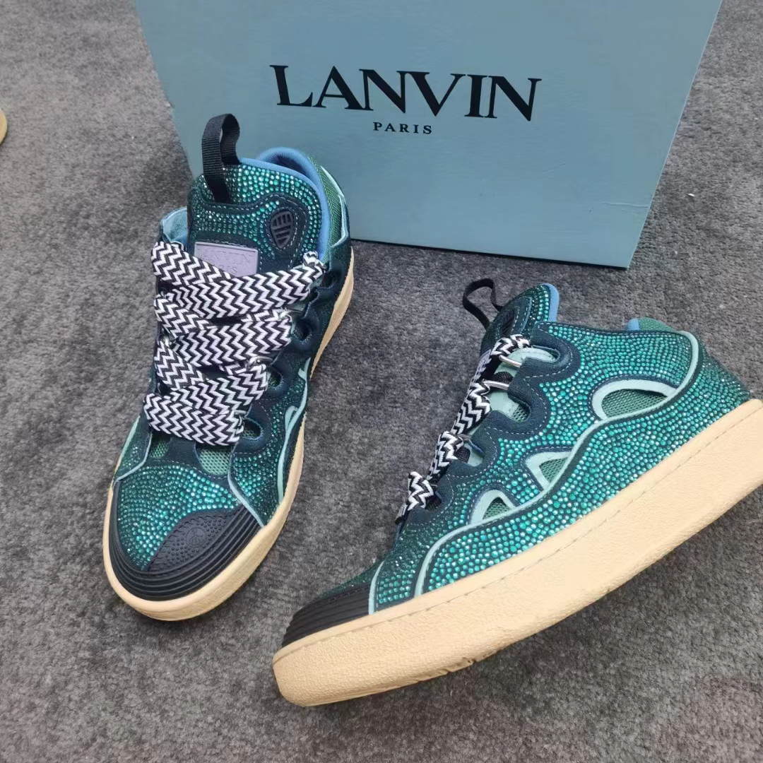 Lanvin Curb Lace-Up Sneakers - DesignerGu