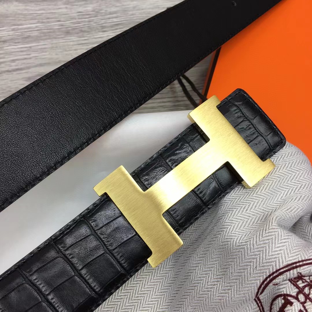 Hermes Black Leather Belt - DesignerGu