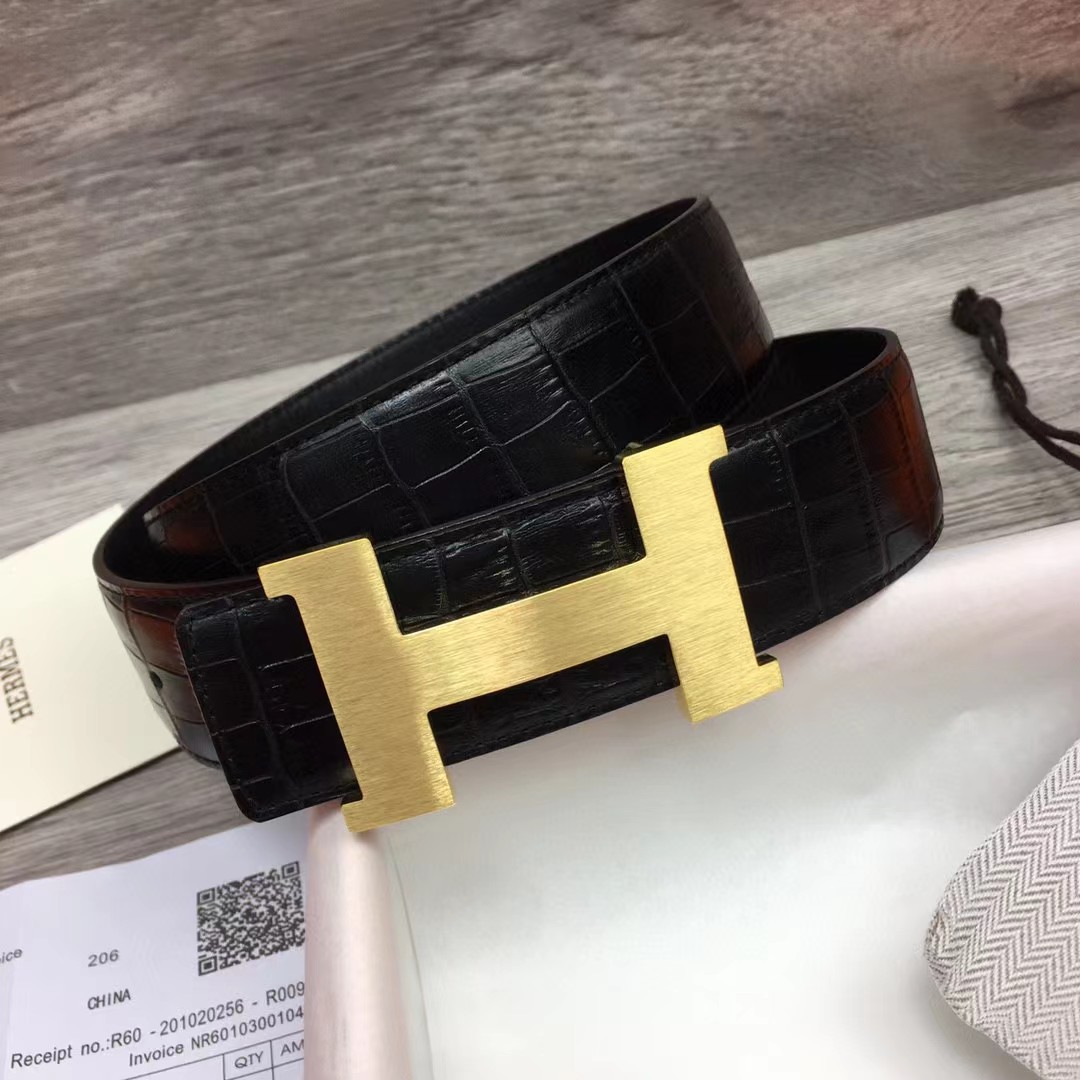 Hermes Black Leather Belt - DesignerGu