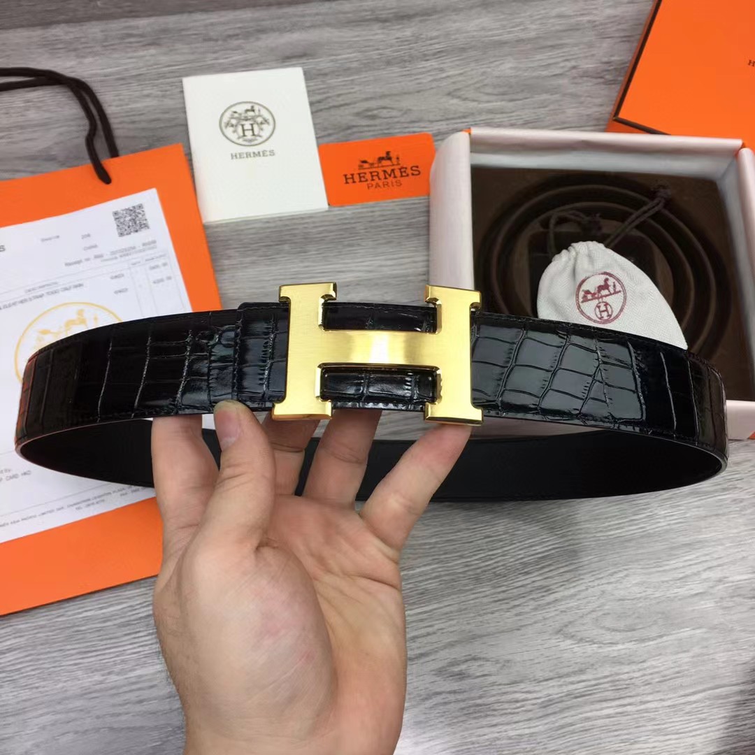 Hermes Black Leather Belt - DesignerGu