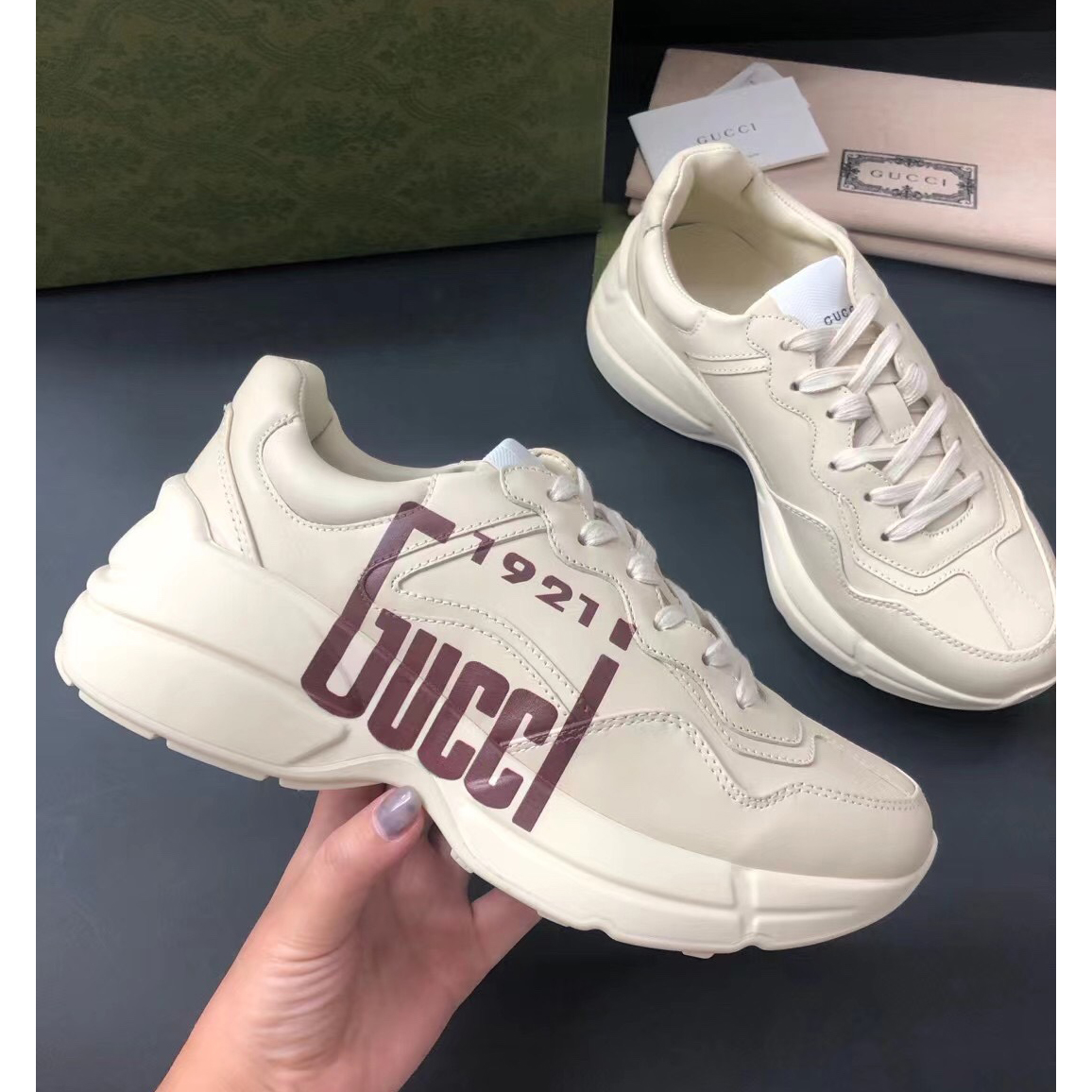 Gucci Men's Rhyton Sneaker In White - DesignerGu