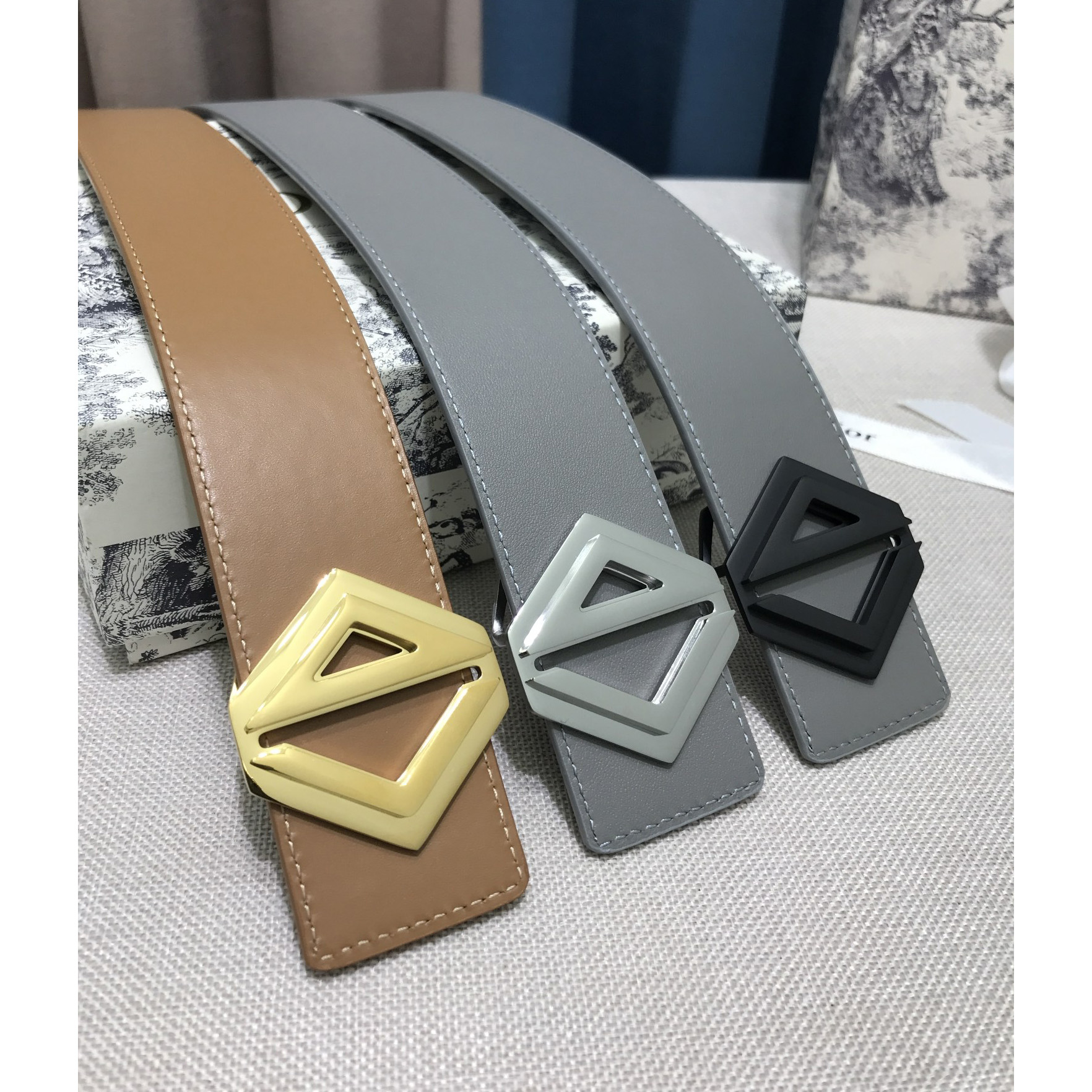 Dior CD Diamond Print  35mm Reversible Belt  - DesignerGu