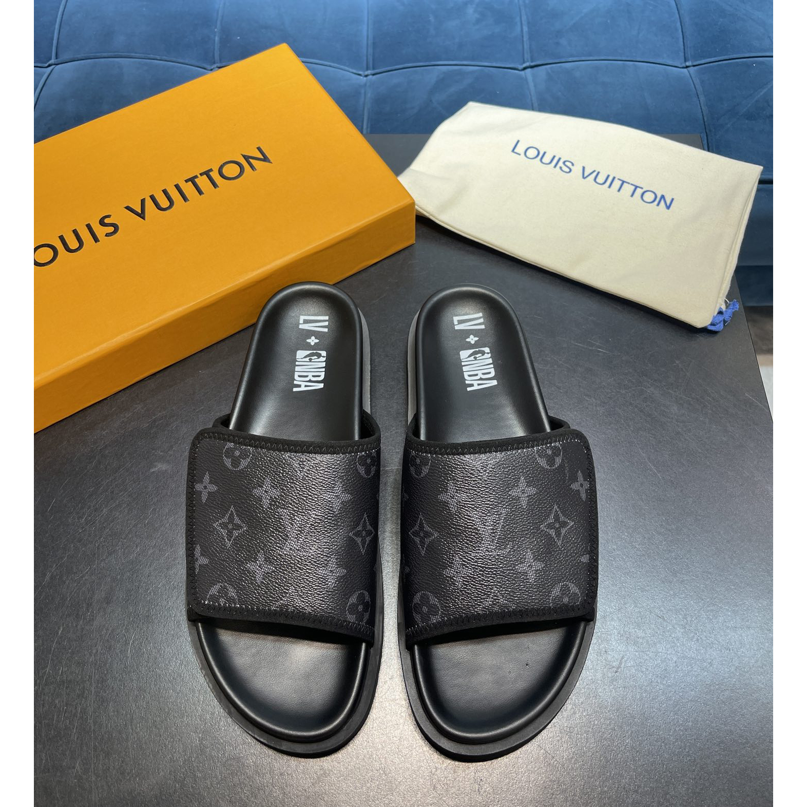 Louis Vuitton x NBA Monogram Slipper - DesignerGu