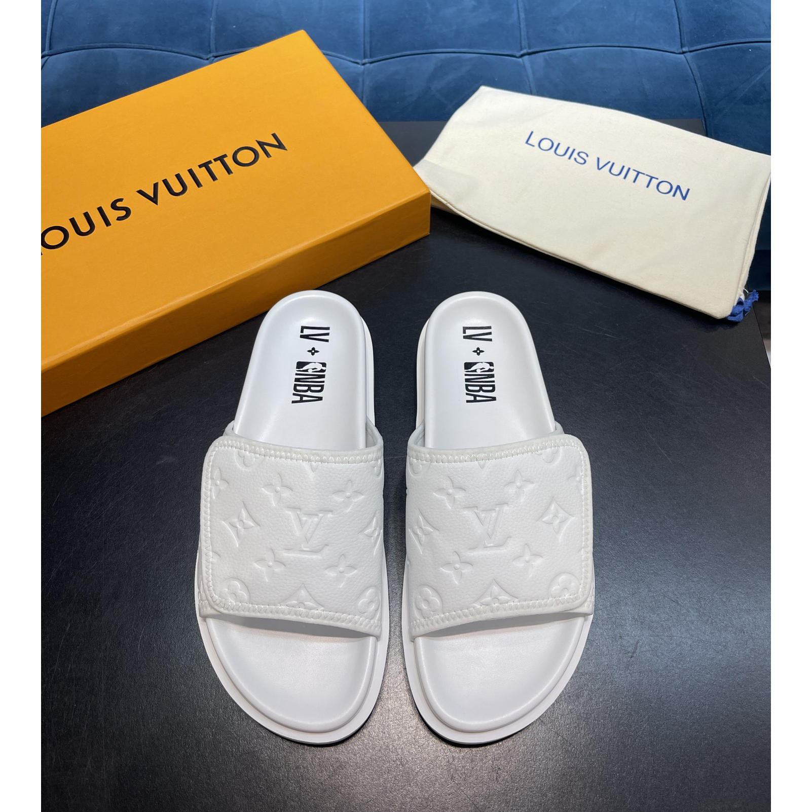 Louis Vuitton x NBA Monogram Slipper - DesignerGu