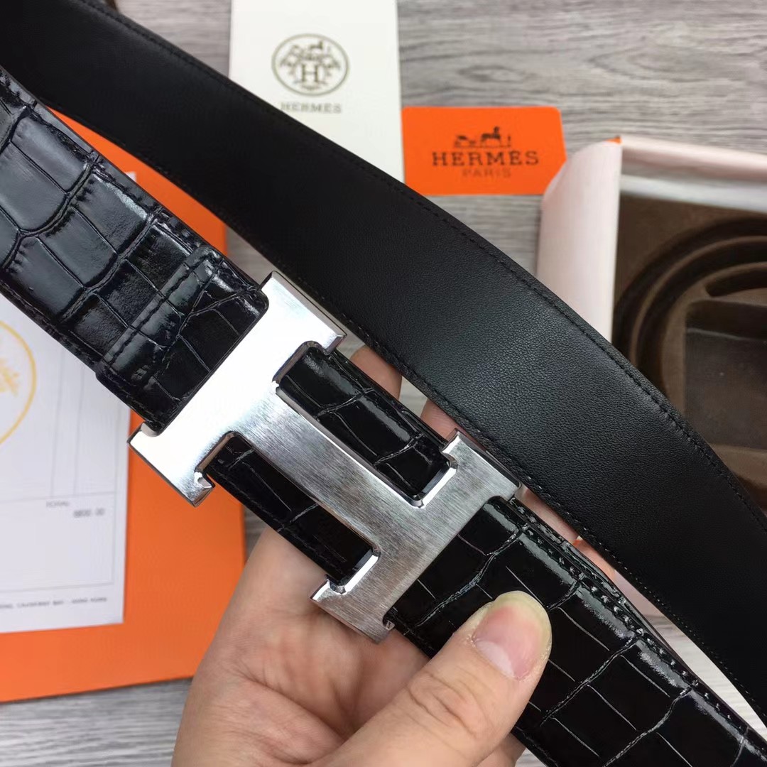 Hermes Black Leather Belt - DesignerGu