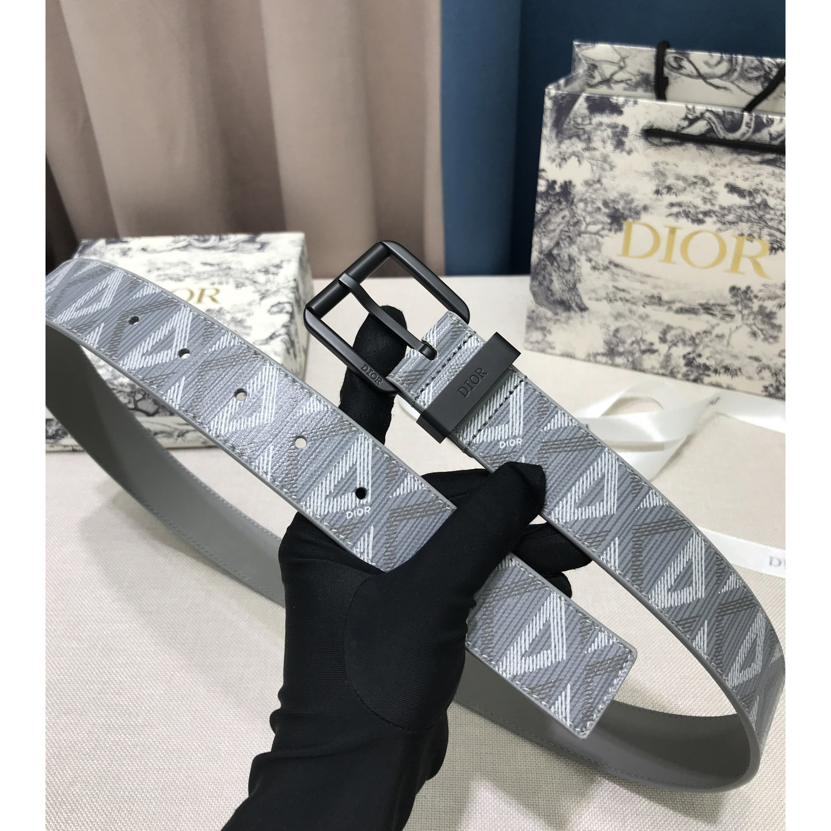 Dior CD Diamond Print  40mm Belt  - DesignerGu