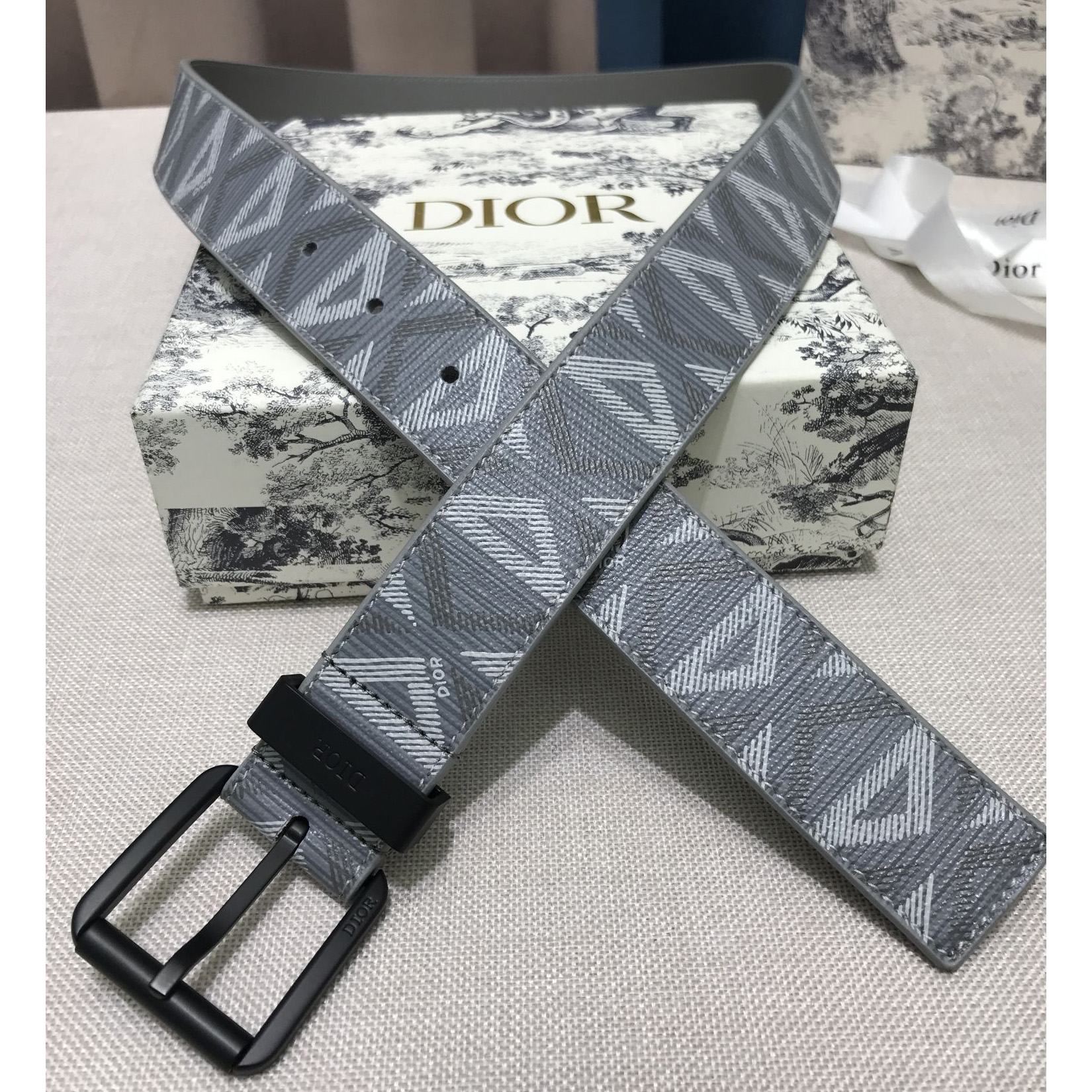 Dior CD Diamond Print  40mm Belt  - DesignerGu