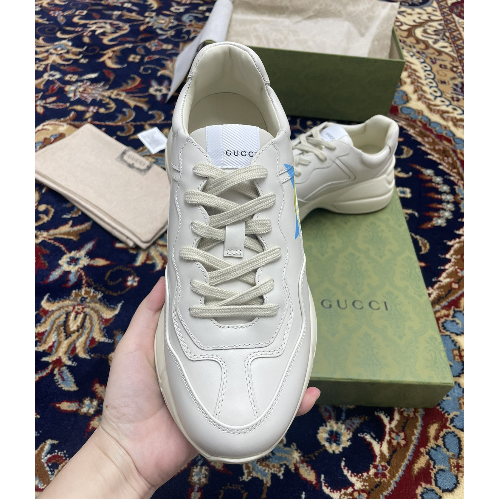 Gucci Men's Rhyton Star Print Sneakers - DesignerGu