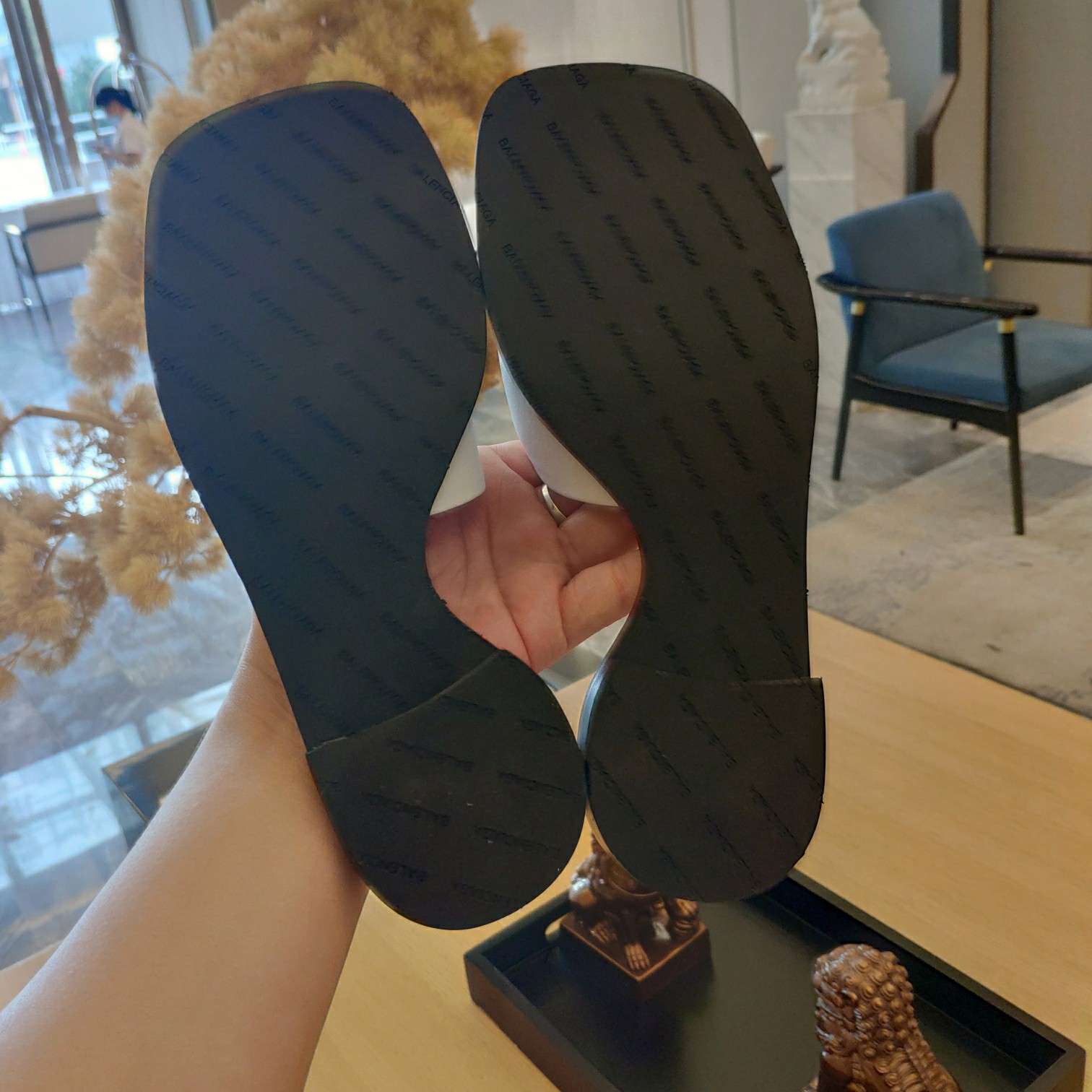 Balenciaga Logo Leather Slide Sandal - DesignerGu