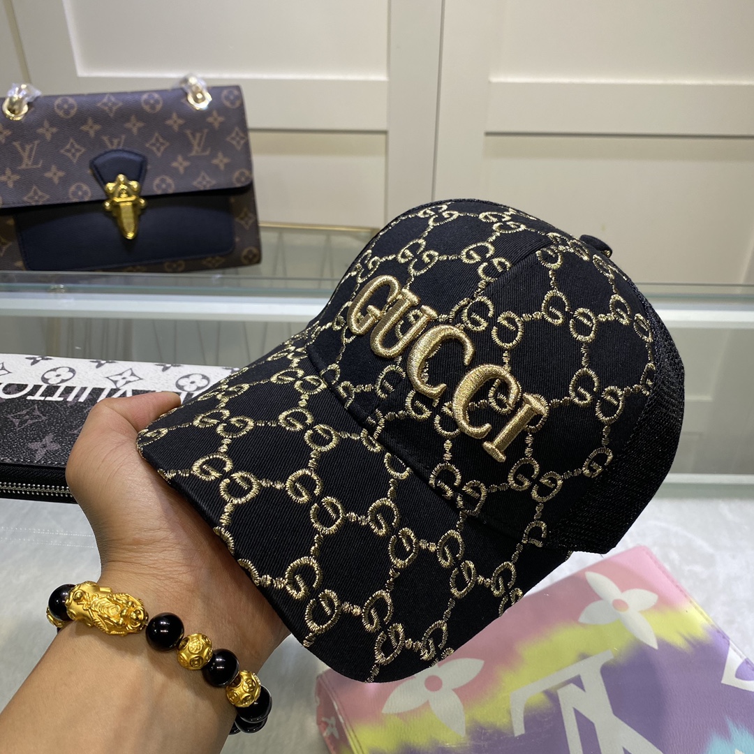 Gucci GG  Baseball Cap In Black - DesignerGu