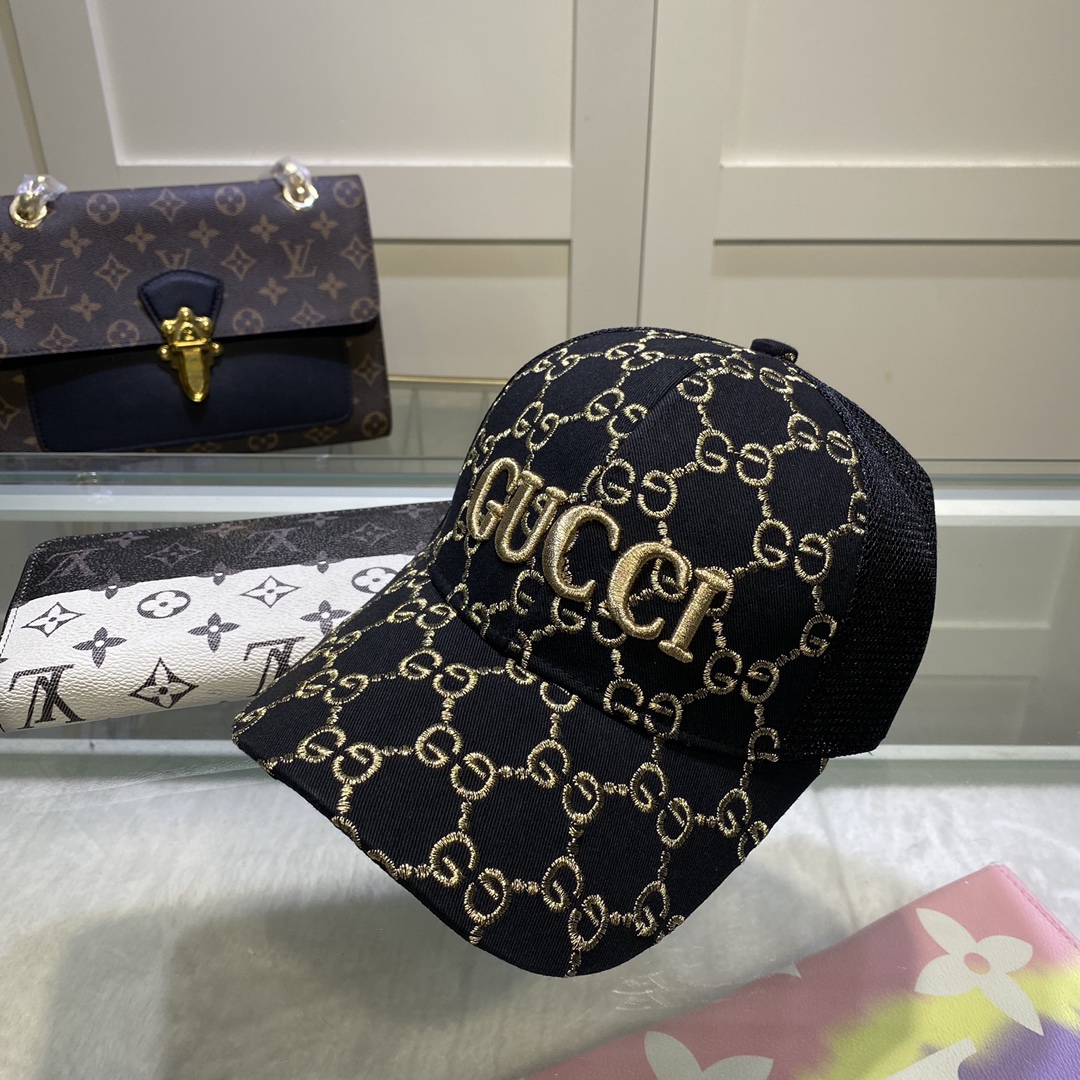 Gucci GG  Baseball Cap In Black - DesignerGu