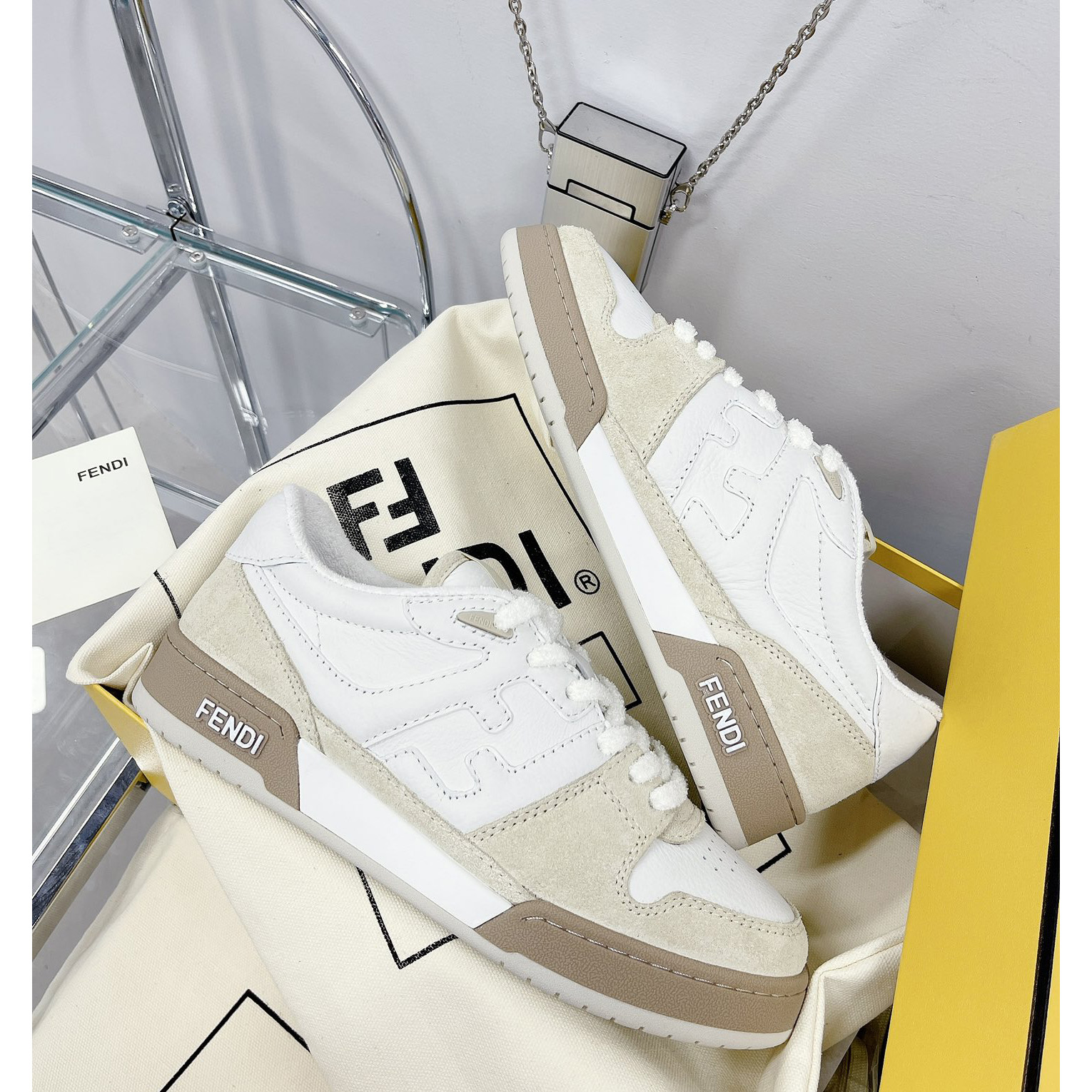 Fendi Match White Suede Low Tops Sneaker(Upon UK size) - DesignerGu