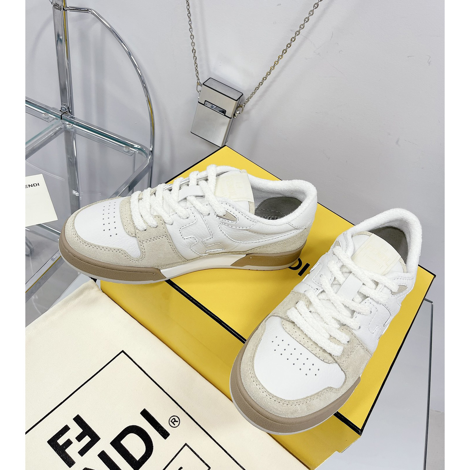 Fendi Match White Suede Low Tops Sneaker(Upon UK size) - DesignerGu