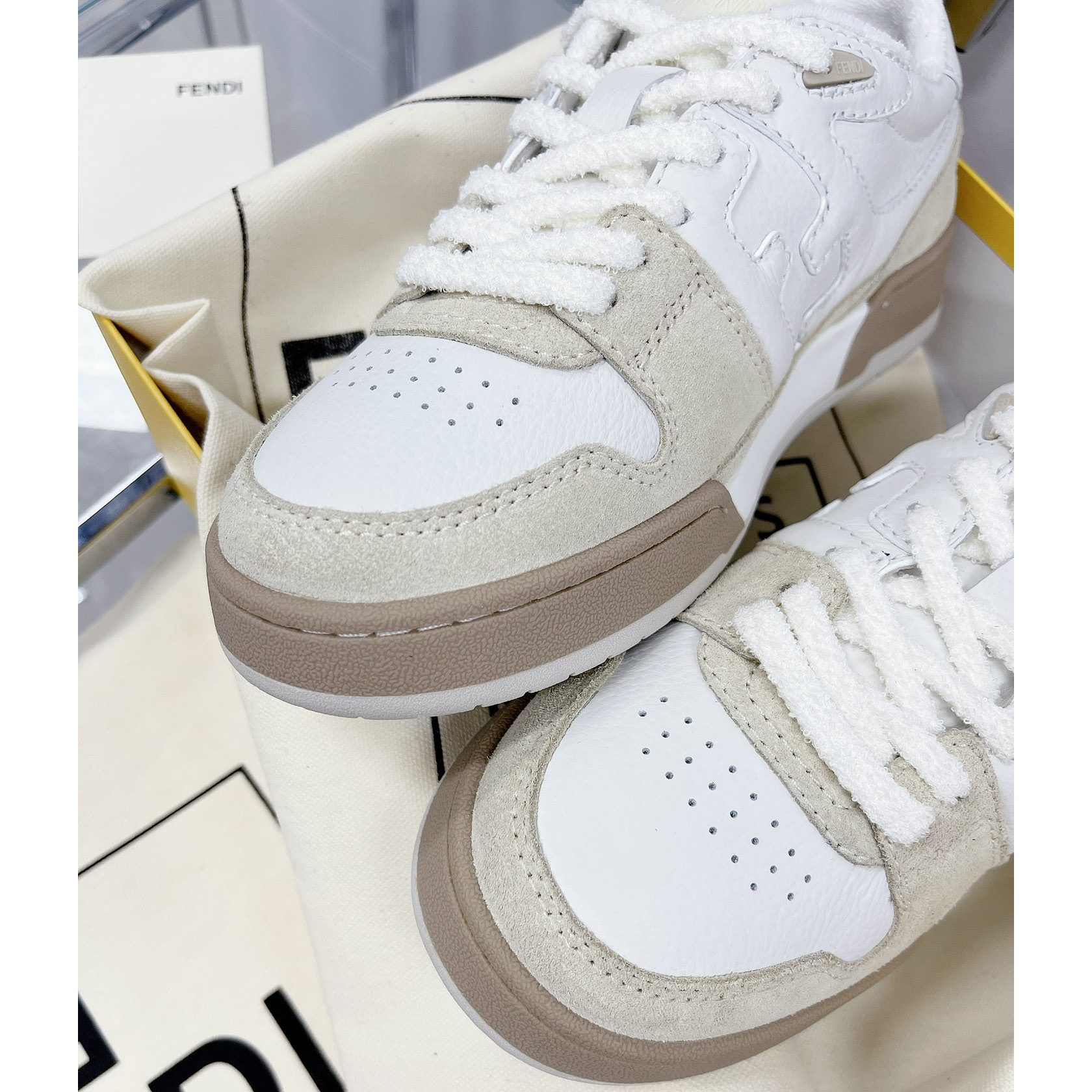 Fendi Match White Suede Low Tops Sneaker(Upon UK size) - DesignerGu