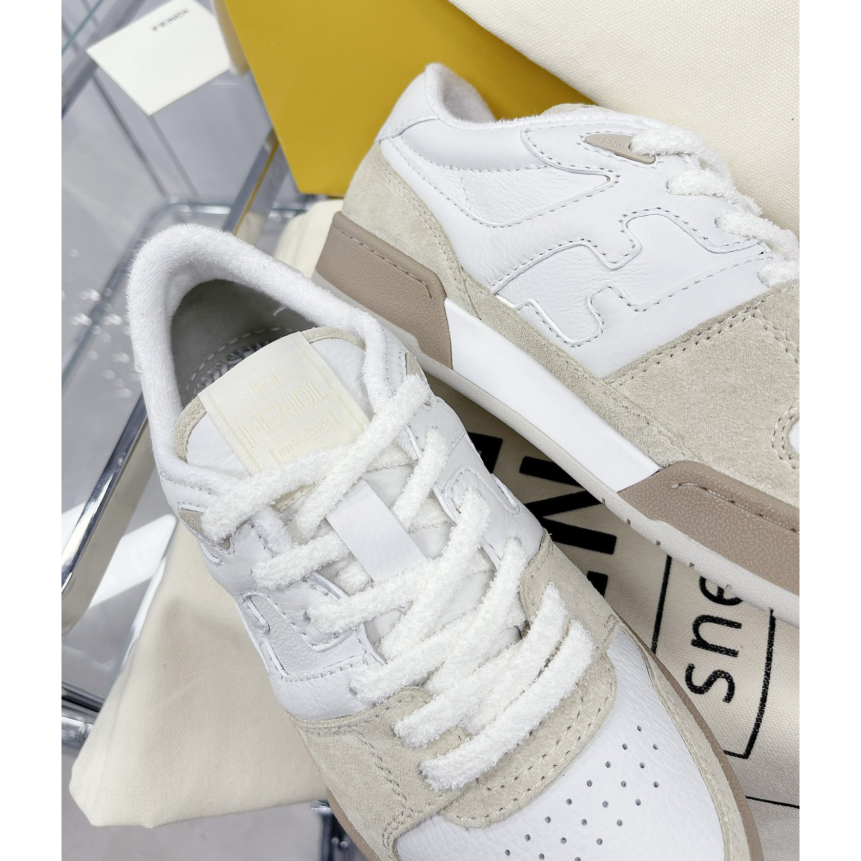 Fendi Match White Suede Low Tops Sneaker(Upon UK size) - DesignerGu