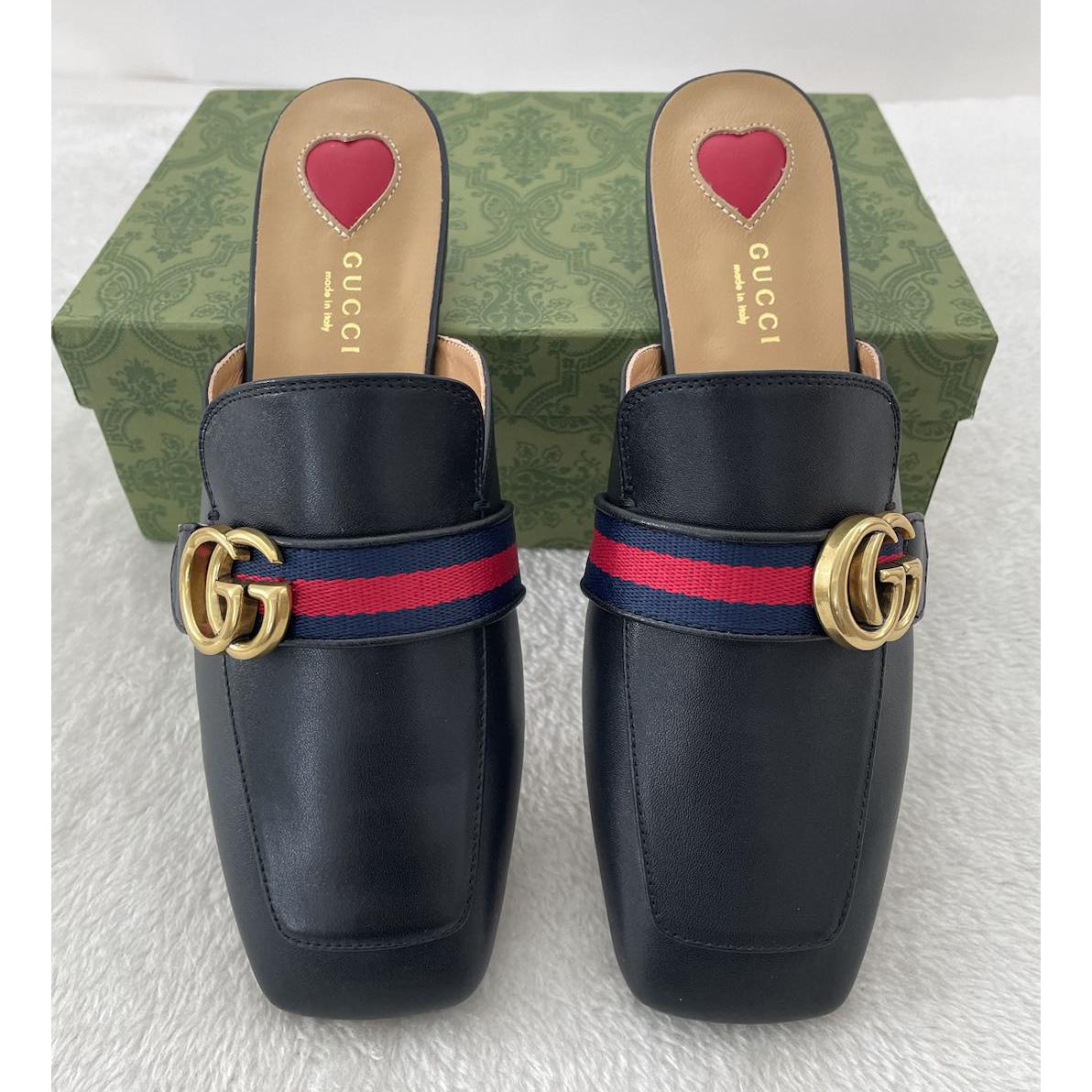 Gucci Princetown Leather Black Slipper With Double G - DesignerGu