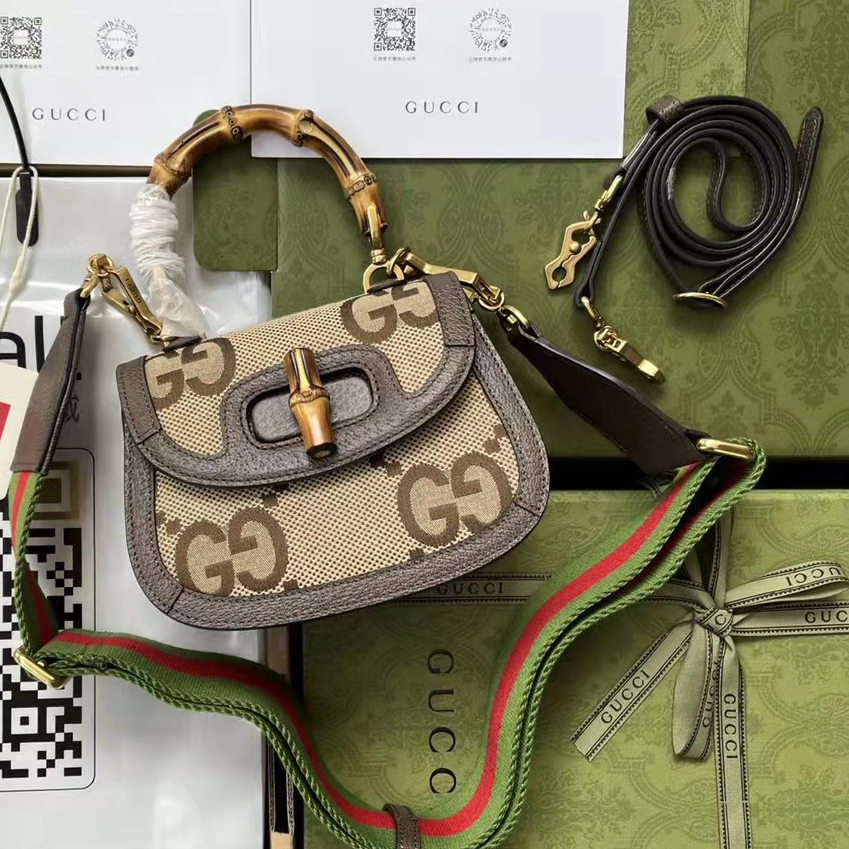 Gucci GG Bamboo Handle Bag（17-12-7.5CM） - DesignerGu