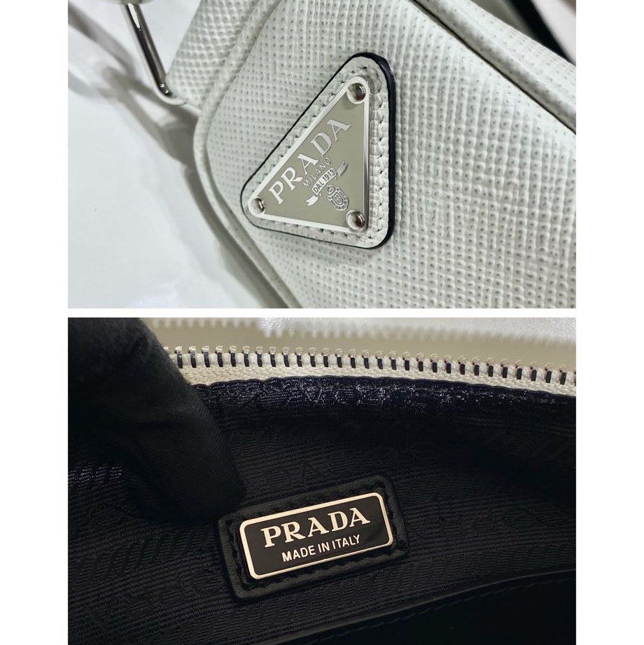 Prada Saffiano Prada Triangle Bag In White(28-18-11cm) - DesignerGu